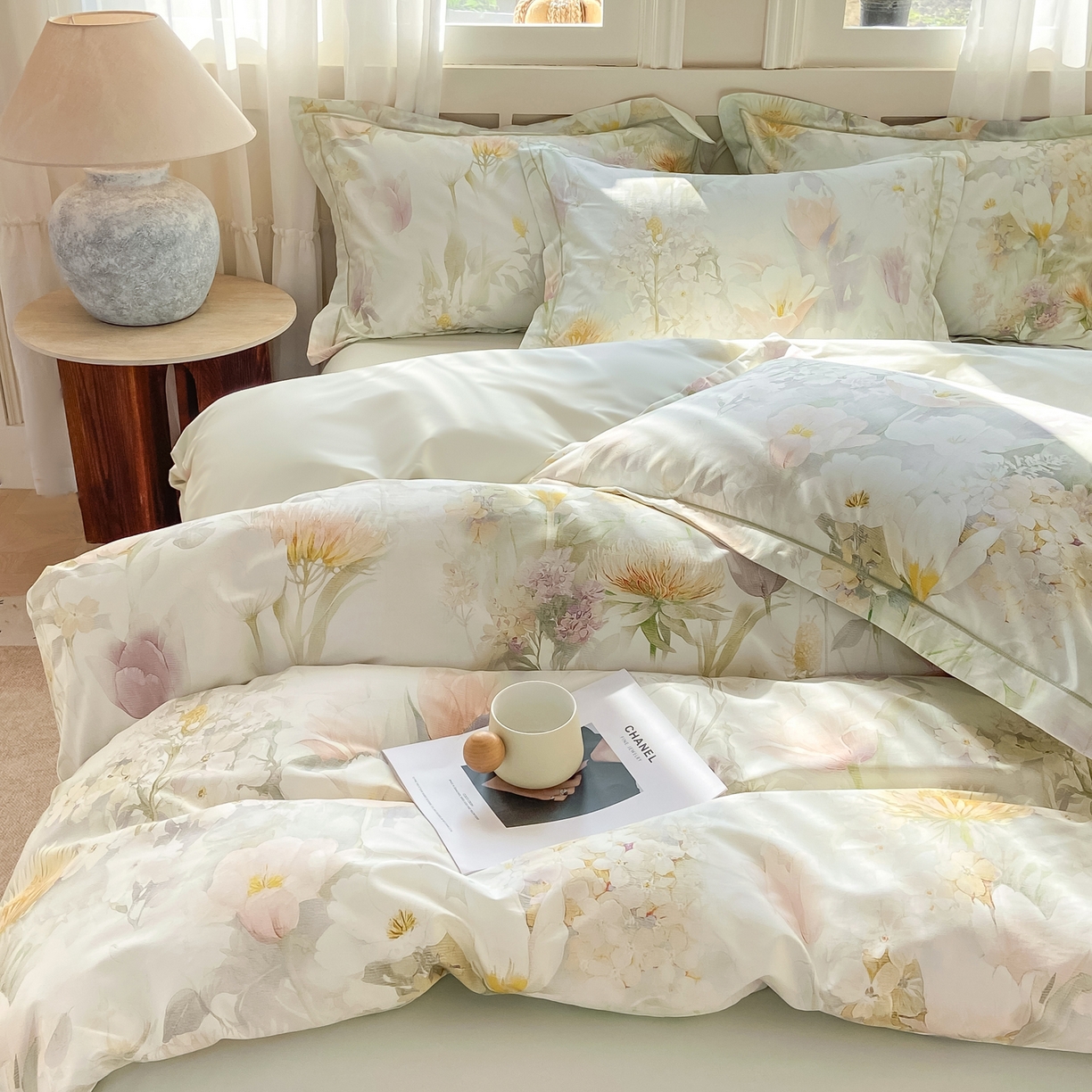 91家纺网 家纺一手货源 找家纺 XIWEN-希文家纺 2026新款40支全棉纯棉13376数码印花四件套-第一批 明媚