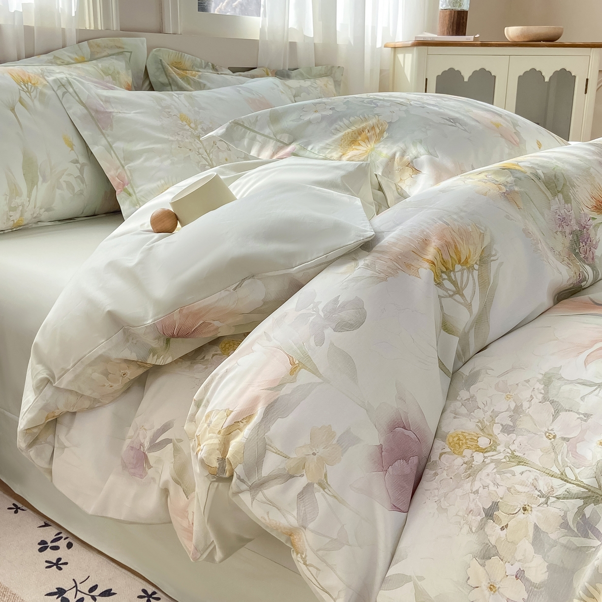 91家纺网 家纺一手货源 找家纺 XIWEN-希文家纺 2026新款40支全棉纯棉13376数码印花四件套-第一批 明媚