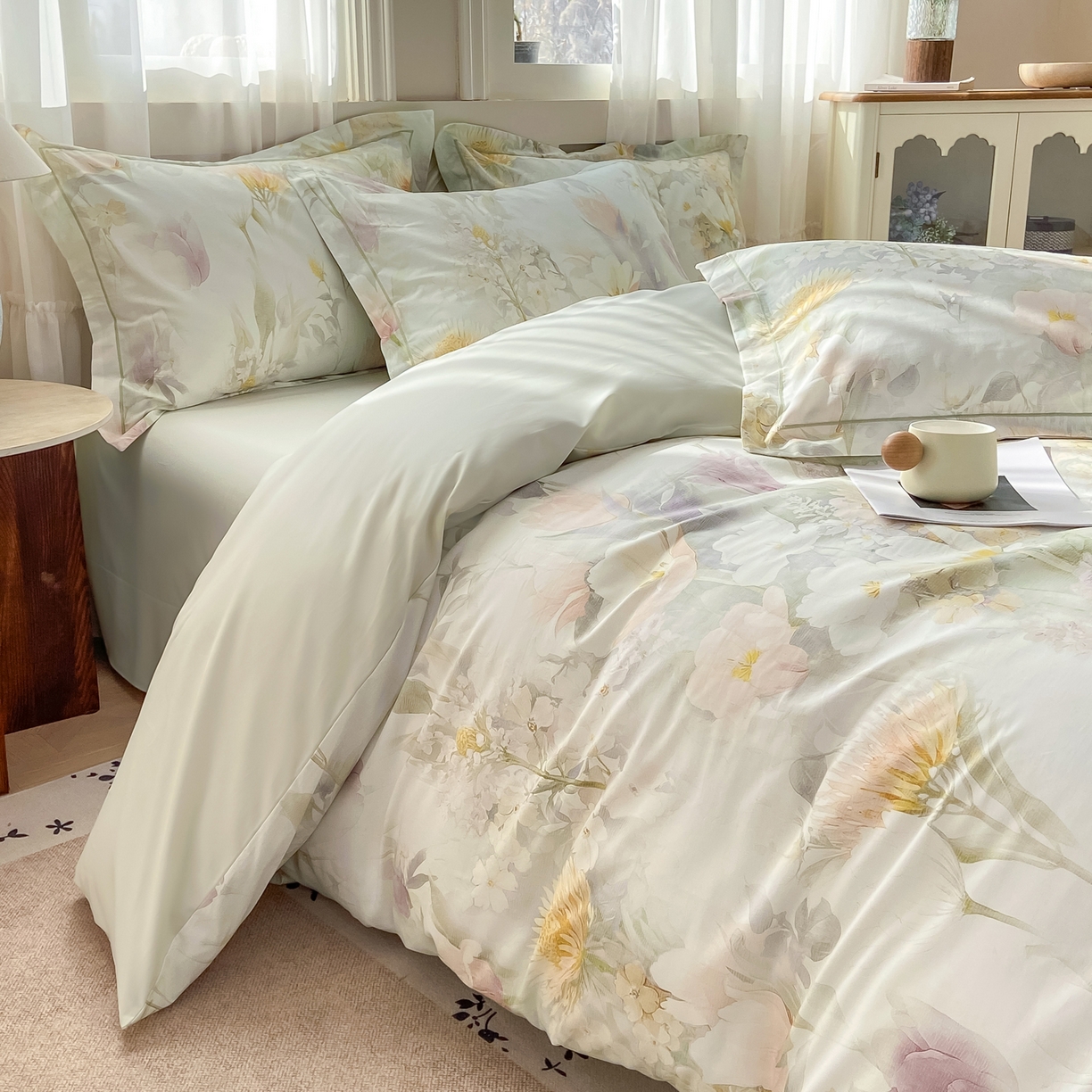 91家纺网 家纺一手货源 找家纺 XIWEN-希文家纺 2026新款40支全棉纯棉13376数码印花四件套-第一批 明媚