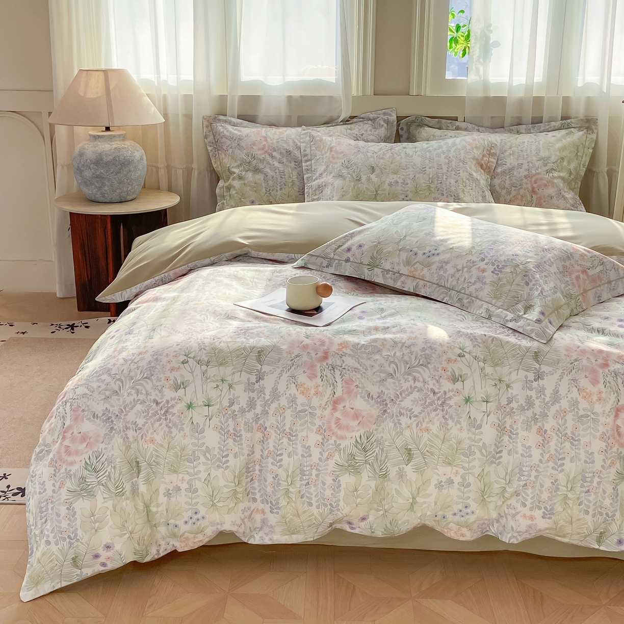 91家纺网 家纺一手货源 找家纺 XIWEN-希文家纺 2026新款40支全棉纯棉13376数码印花四件套-第一批 绮花瑶