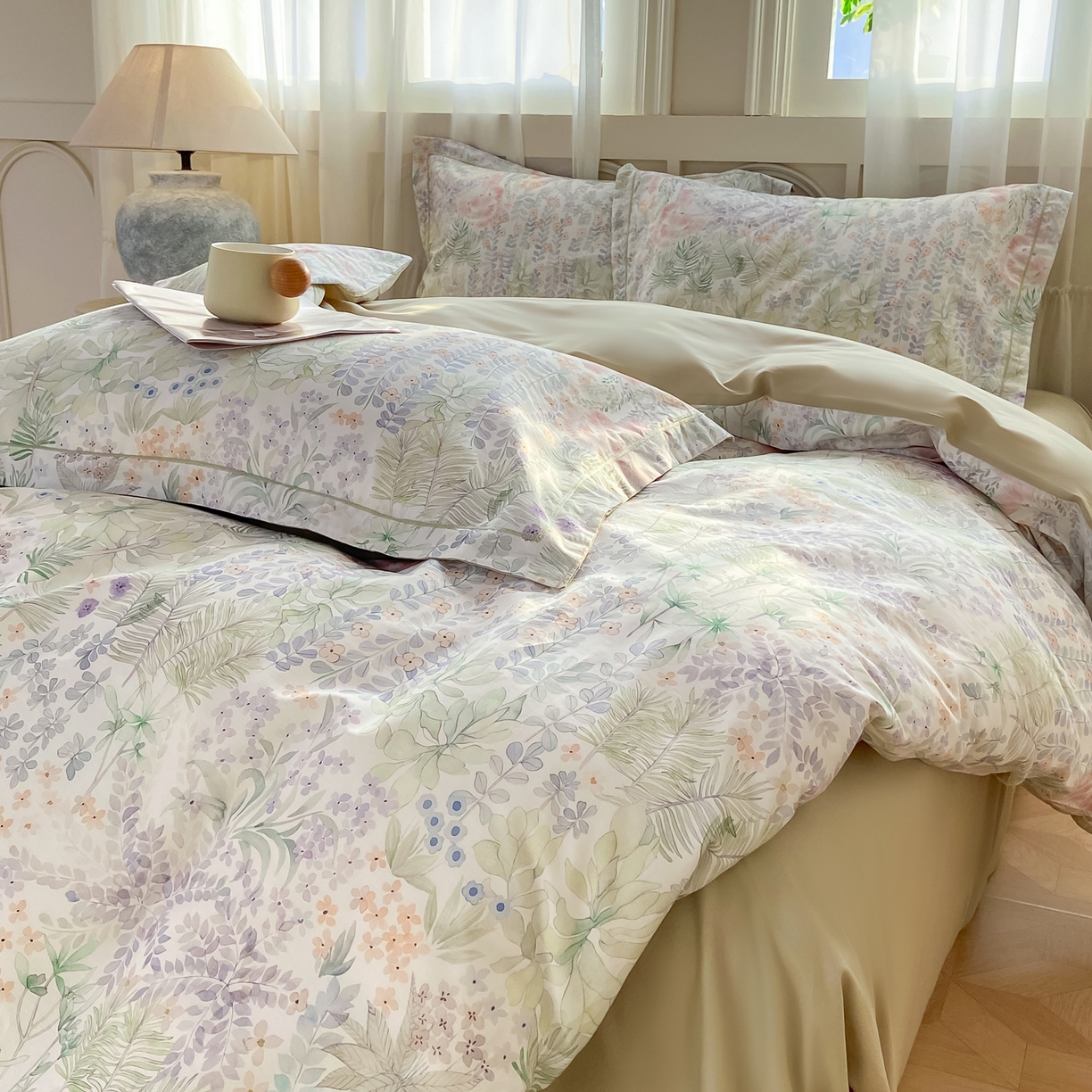 91家纺网 家纺一手货源 找家纺 XIWEN-希文家纺 2026新款40支全棉纯棉13376数码印花四件套-第一批 绮花瑶