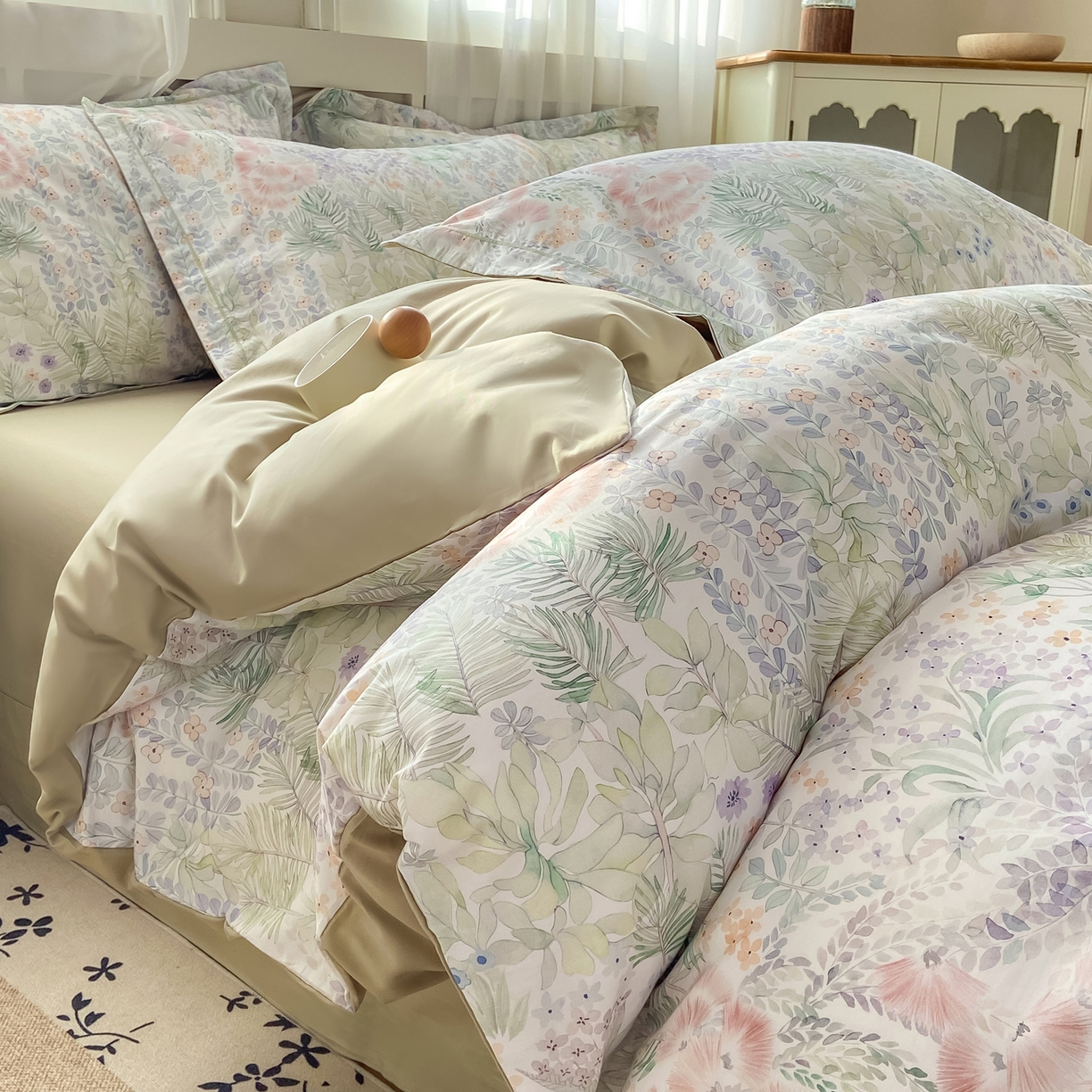 91家纺网 家纺一手货源 找家纺 XIWEN-希文家纺 2026新款40支全棉纯棉13376数码印花四件套-第一批 绮花瑶