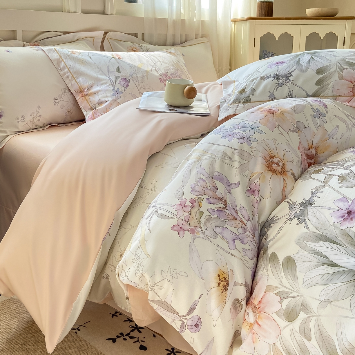 91家纺网 家纺一手货源 找家纺 XIWEN-希文家纺 2026新款40支全棉纯棉13376数码印花四件套-第一批 如初