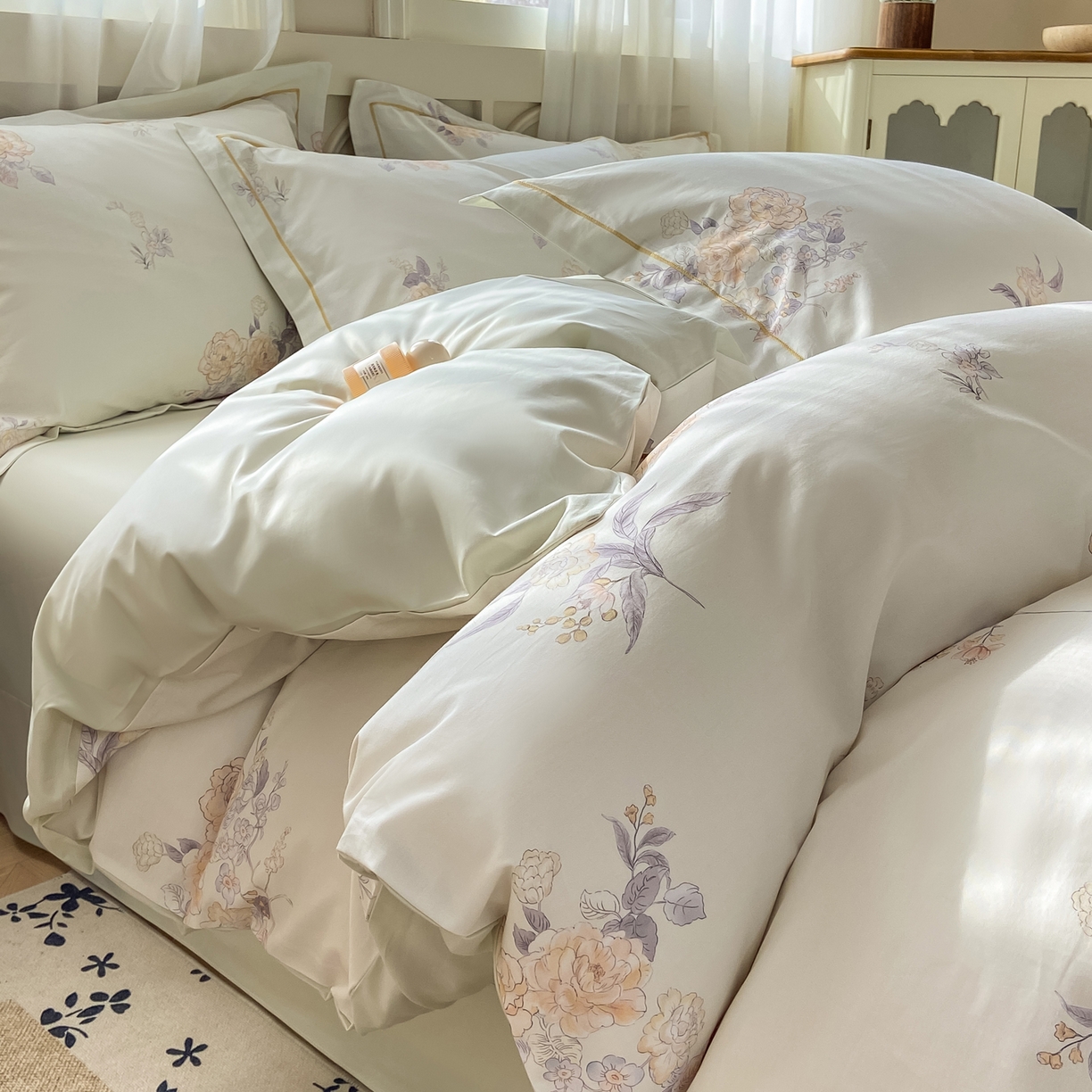 91家纺网 家纺一手货源 找家纺 XIWEN-希文家纺 2026新款40支全棉纯棉13376数码印花四件套-第一批 小时光