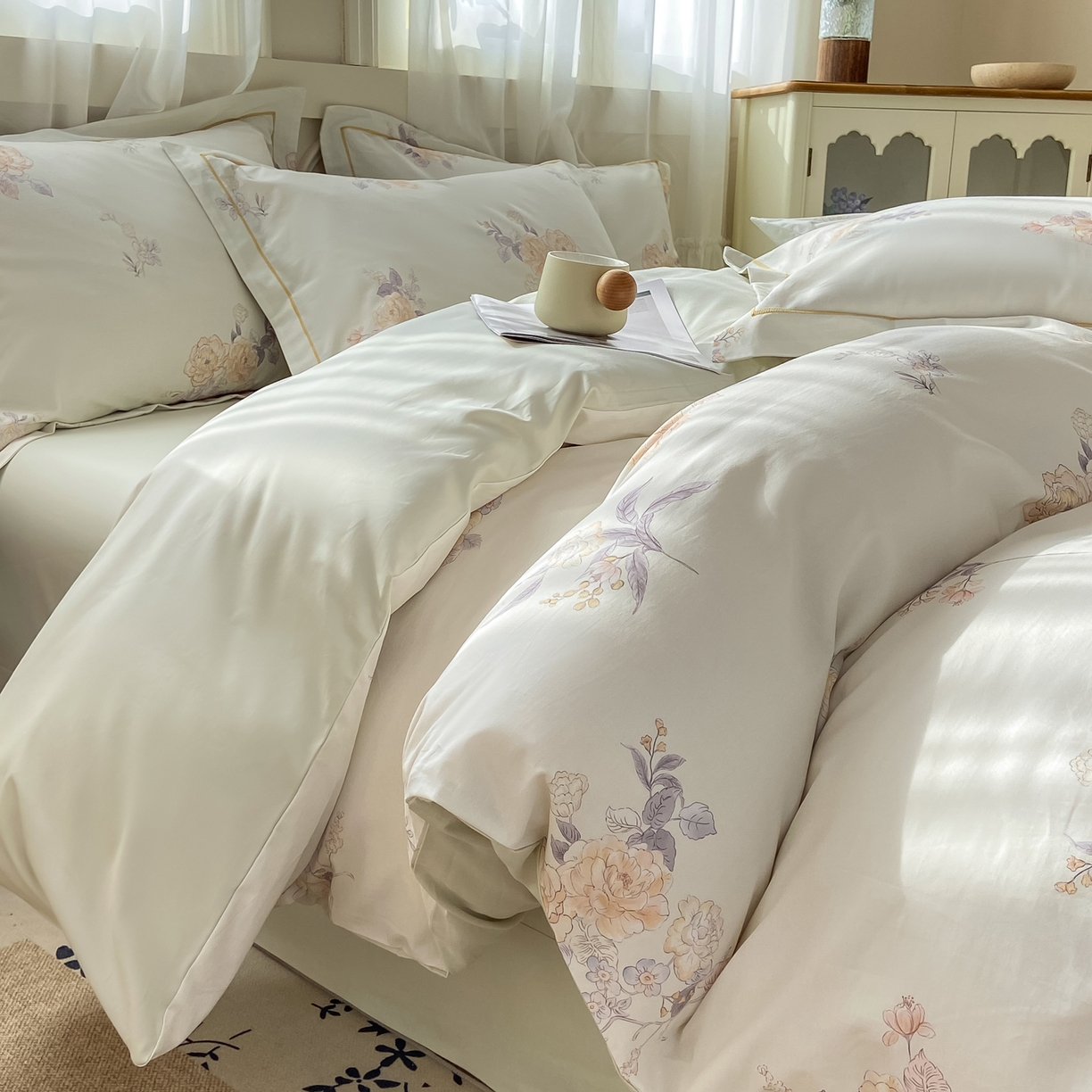 91家纺网 家纺一手货源 找家纺 XIWEN-希文家纺 2026新款40支全棉纯棉13376数码印花四件套-第一批 小时光