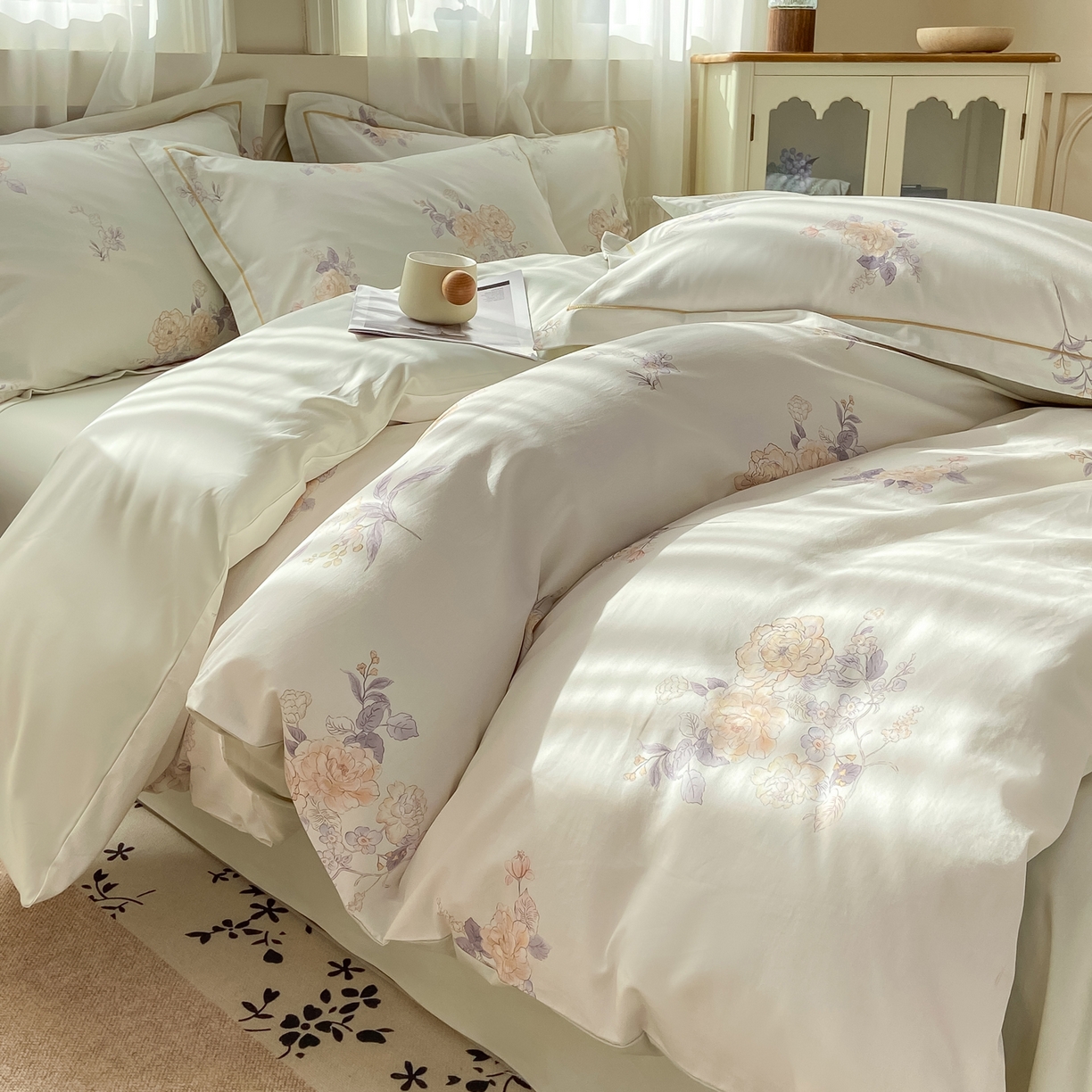 91家纺网 家纺一手货源 找家纺 XIWEN-希文家纺 2026新款40支全棉纯棉13376数码印花四件套-第一批 小时光