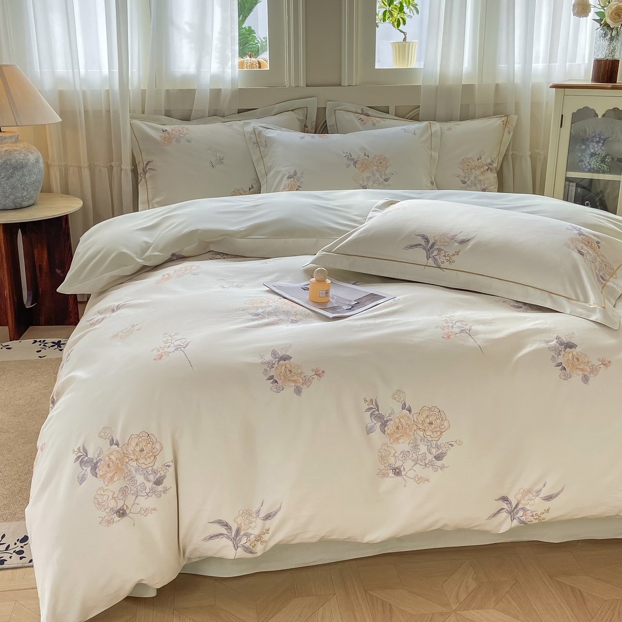 91家纺网 家纺一手货源 找家纺 XIWEN-希文家纺 2026新款40支全棉纯棉13376数码印花四件套-第一批 小时光