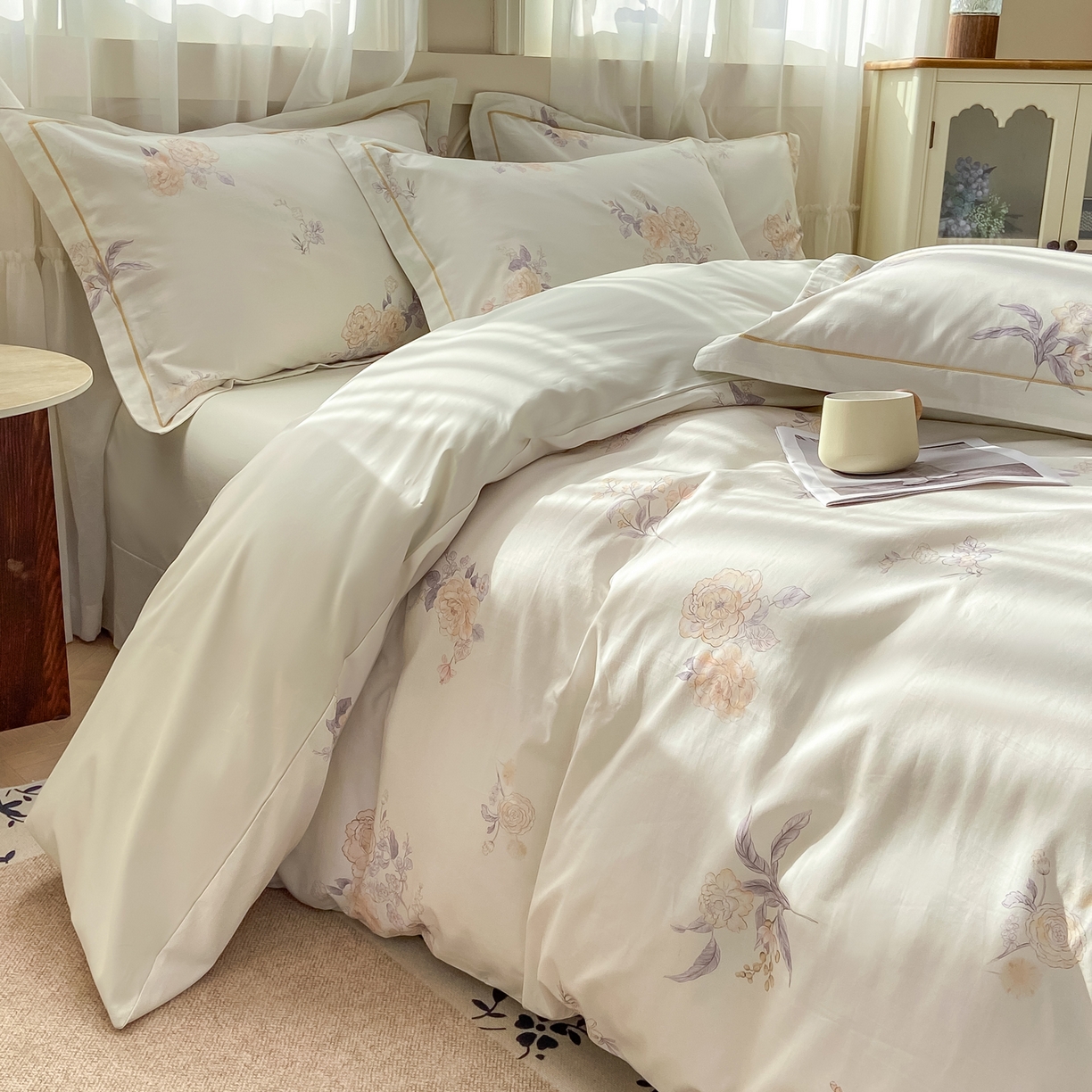 91家纺网 家纺一手货源 找家纺 XIWEN-希文家纺 2026新款40支全棉纯棉13376数码印花四件套-第一批 小时光