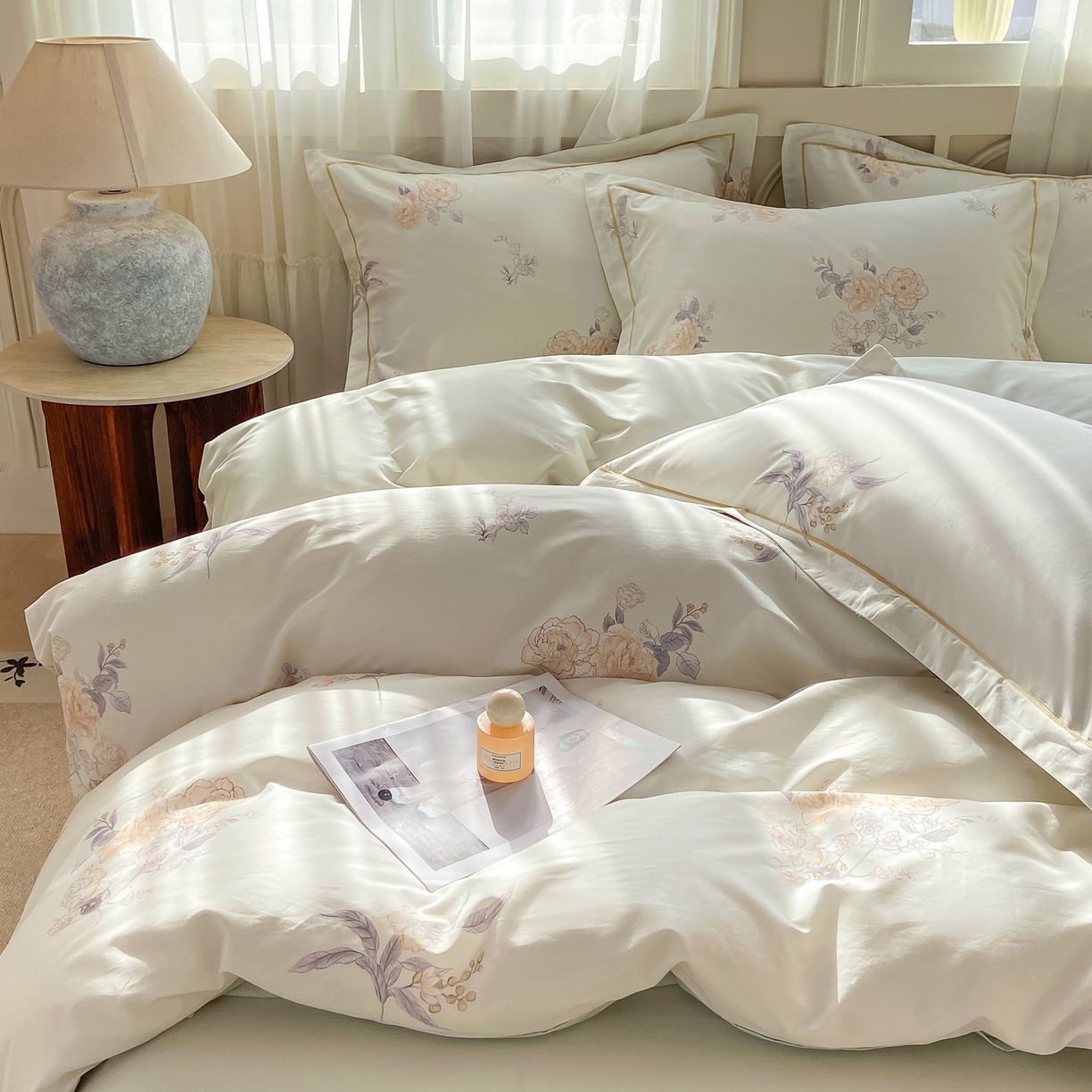 91家纺网 家纺一手货源 找家纺 XIWEN-希文家纺 2026新款40支全棉纯棉13376数码印花四件套-第一批 小时光