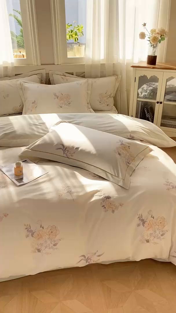 91家纺网 家纺一手货源 找家纺 XIWEN-希文家纺 2026新款40支全棉纯棉13376数码印花四件套-第一批 小时光