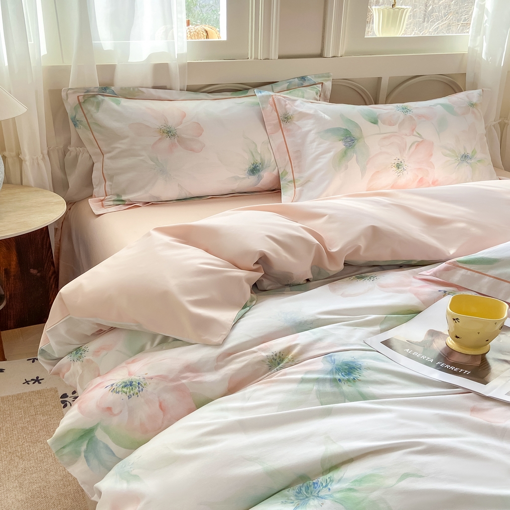 91家纺网 家纺一手货源 找家纺 XIWEN-希文家纺 2026新款40支全棉纯棉13376数码印花四件套-第一批 晓城时光