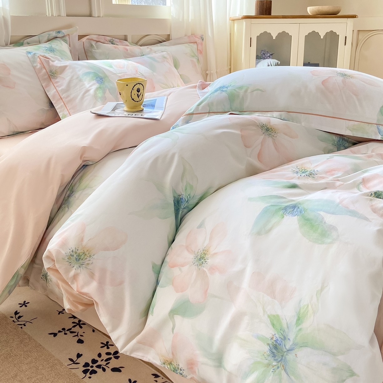 91家纺网 家纺一手货源 找家纺 XIWEN-希文家纺 2026新款40支全棉纯棉13376数码印花四件套-第一批 晓城时光