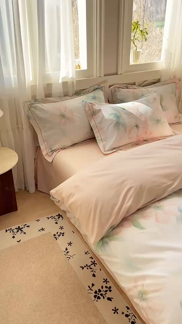 91家纺网 家纺一手货源 找家纺 XIWEN-希文家纺 2026新款40支全棉纯棉13376数码印花四件套-第一批 晓城时光