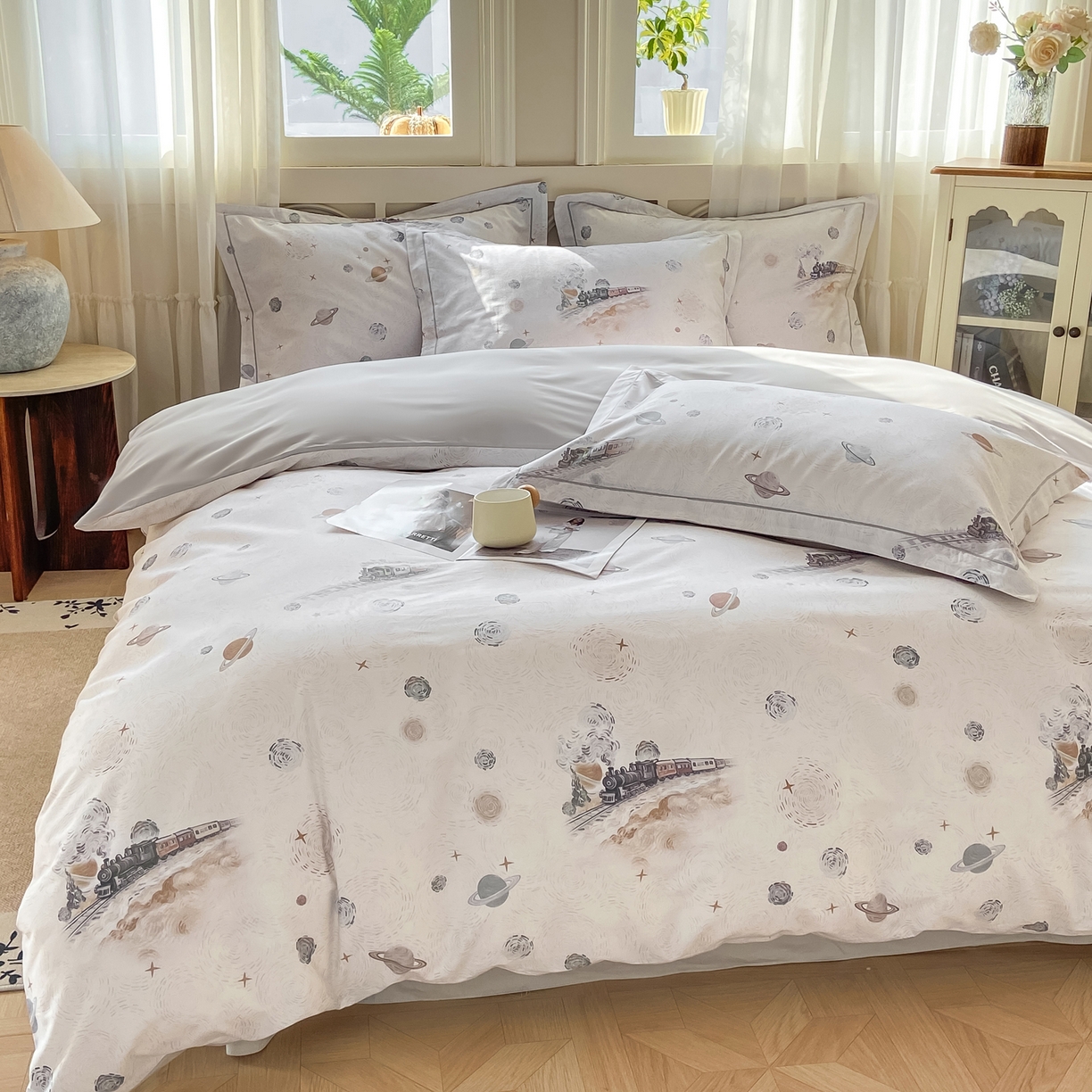 91家纺网 家纺一手货源 找家纺 XIWEN-希文家纺 2026新款40支全棉纯棉13376数码印花四件套-第一批 星梦