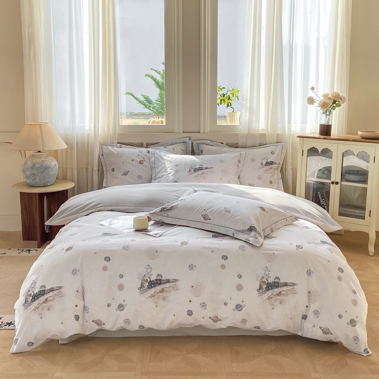 91家纺网 家纺一手货源 找家纺 XIWEN-希文家纺 2026新款40支全棉纯棉13376数码印花四件套-第一批 星梦