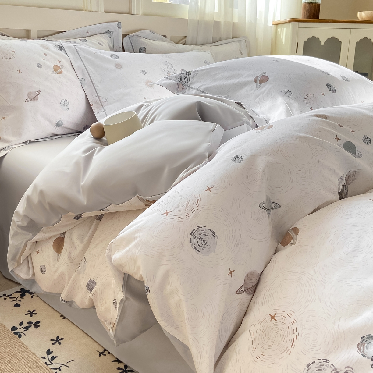 91家纺网 家纺一手货源 找家纺 XIWEN-希文家纺 2026新款40支全棉纯棉13376数码印花四件套-第一批 星梦