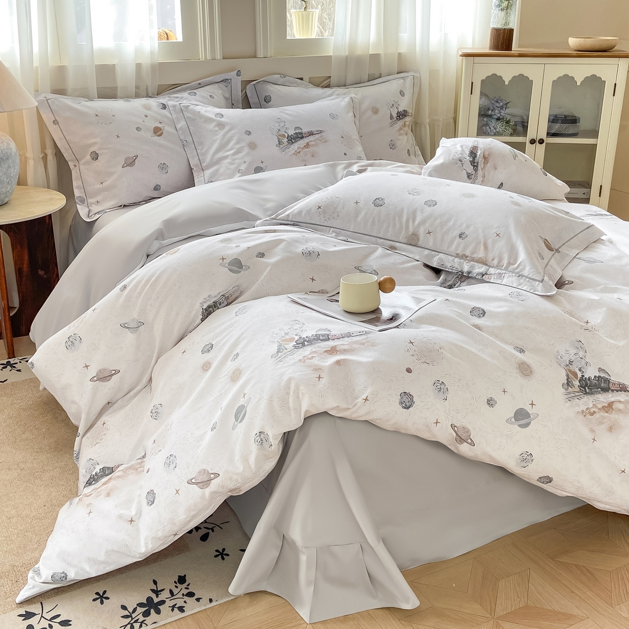 91家纺网 家纺一手货源 找家纺 XIWEN-希文家纺 2026新款40支全棉纯棉13376数码印花四件套-第一批 星梦