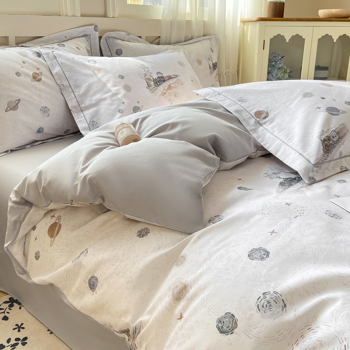 91家纺网 家纺一手货源 找家纺 XIWEN-希文家纺 2026新款40支全棉纯棉13376数码印花四件套-第一批 星梦