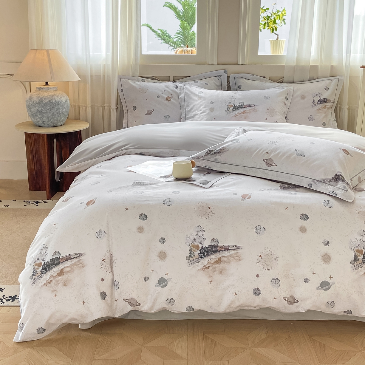 91家纺网 家纺一手货源 找家纺 XIWEN-希文家纺 2026新款40支全棉纯棉13376数码印花四件套-第一批 星梦