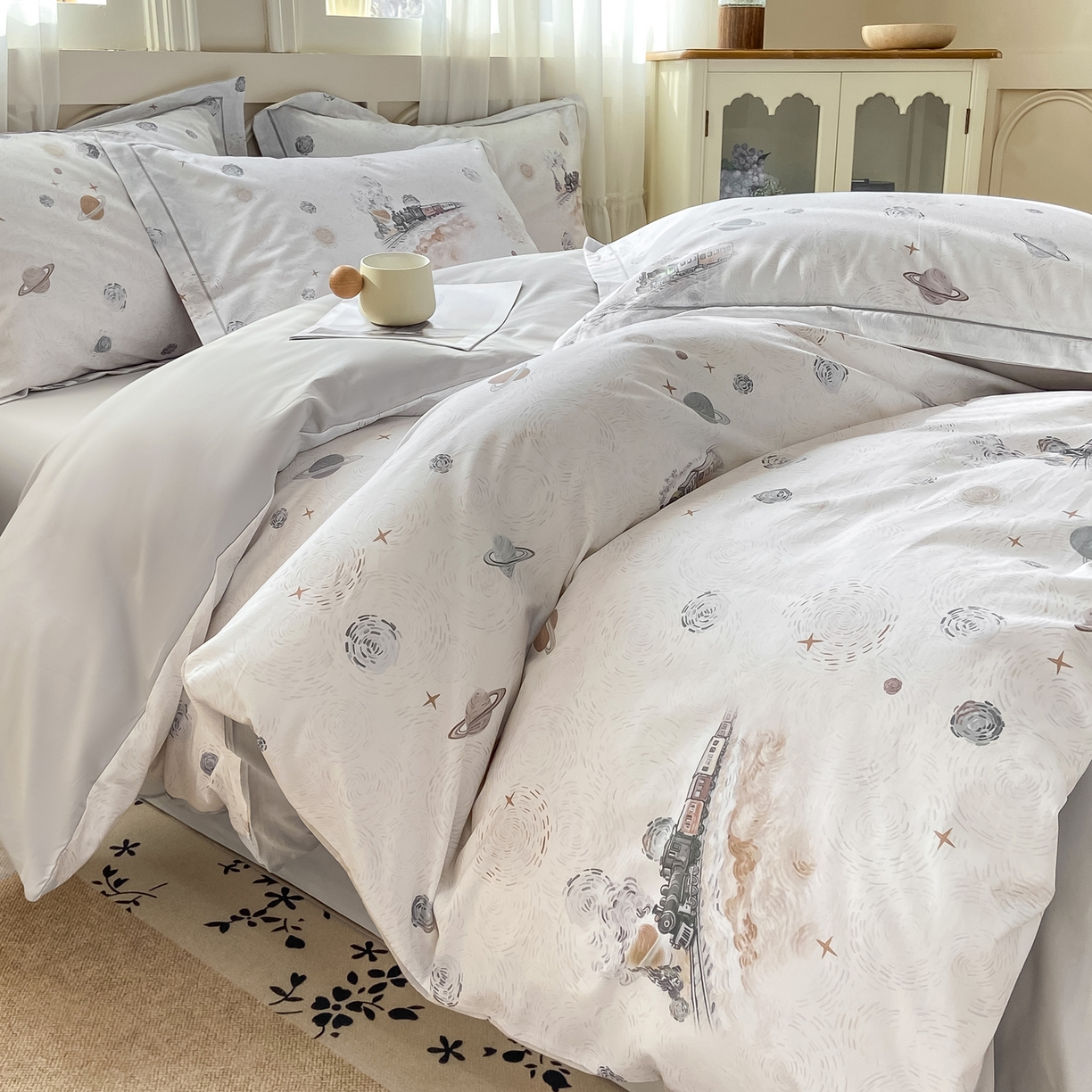 91家纺网 家纺一手货源 找家纺 XIWEN-希文家纺 2026新款40支全棉纯棉13376数码印花四件套-第一批 星梦