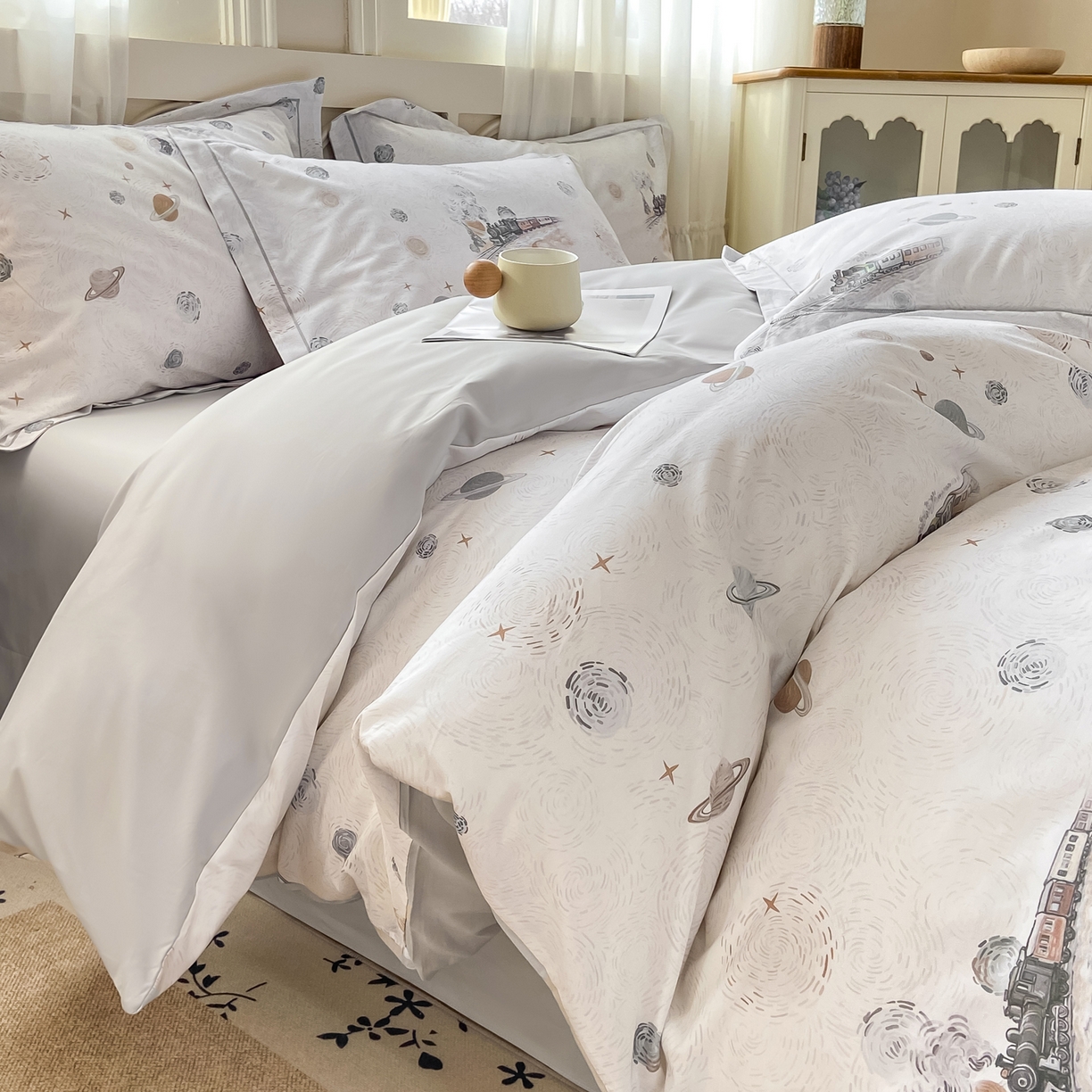 91家纺网 家纺一手货源 找家纺 XIWEN-希文家纺 2026新款40支全棉纯棉13376数码印花四件套-第一批 星梦