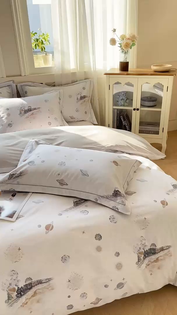 91家纺网 家纺一手货源 找家纺 XIWEN-希文家纺 2026新款40支全棉纯棉13376数码印花四件套-第一批 星梦