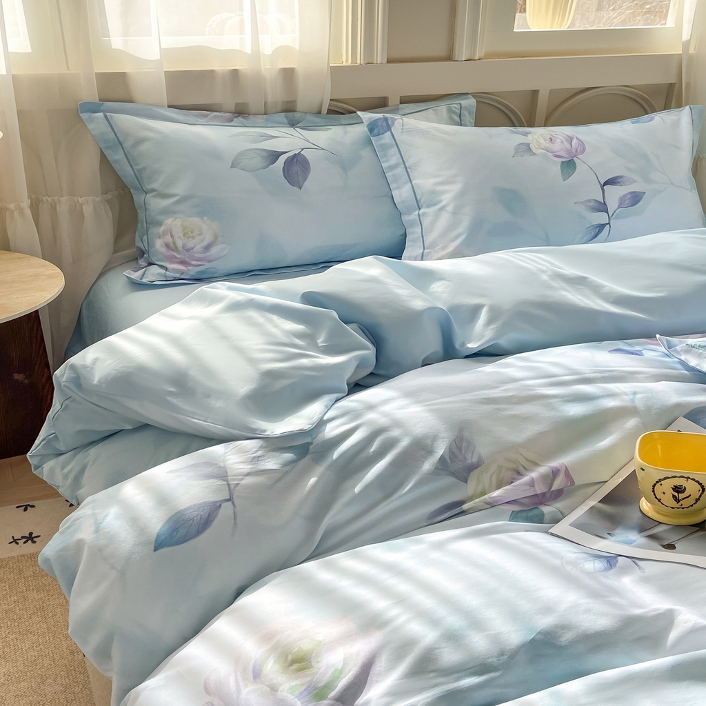 91家纺网 家纺一手货源 找家纺 XIWEN-希文家纺 2026新款40支全棉纯棉13376数码印花四件套-第一批 秀颜-兰