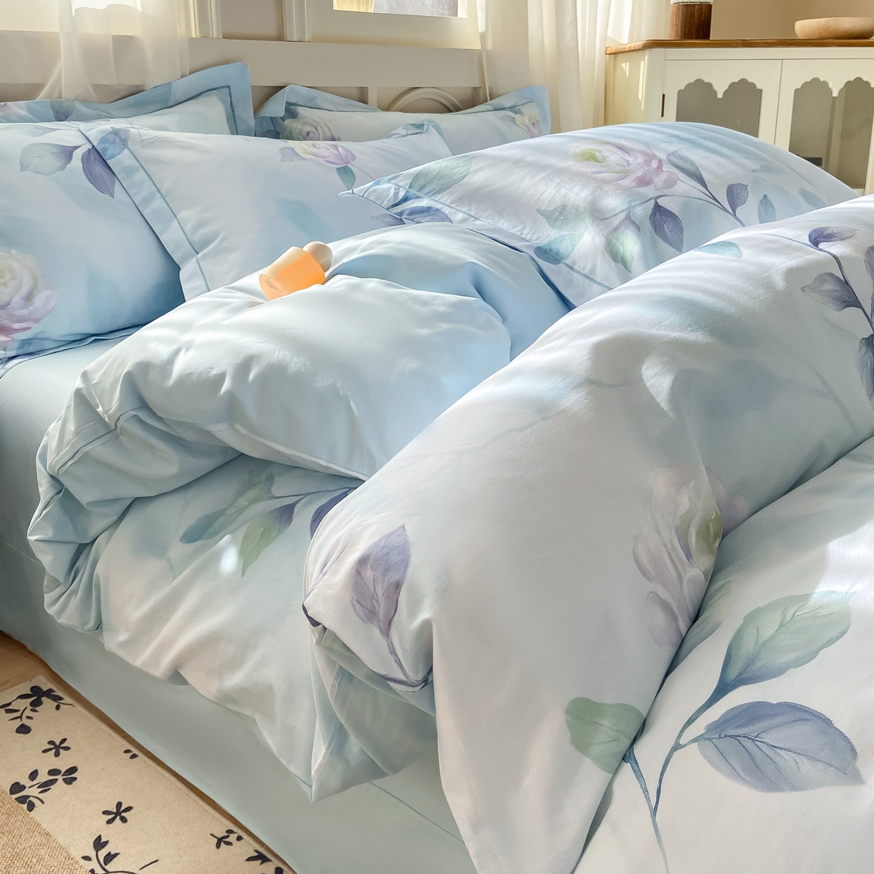 91家纺网 家纺一手货源 找家纺 XIWEN-希文家纺 2026新款40支全棉纯棉13376数码印花四件套-第一批 秀颜-兰