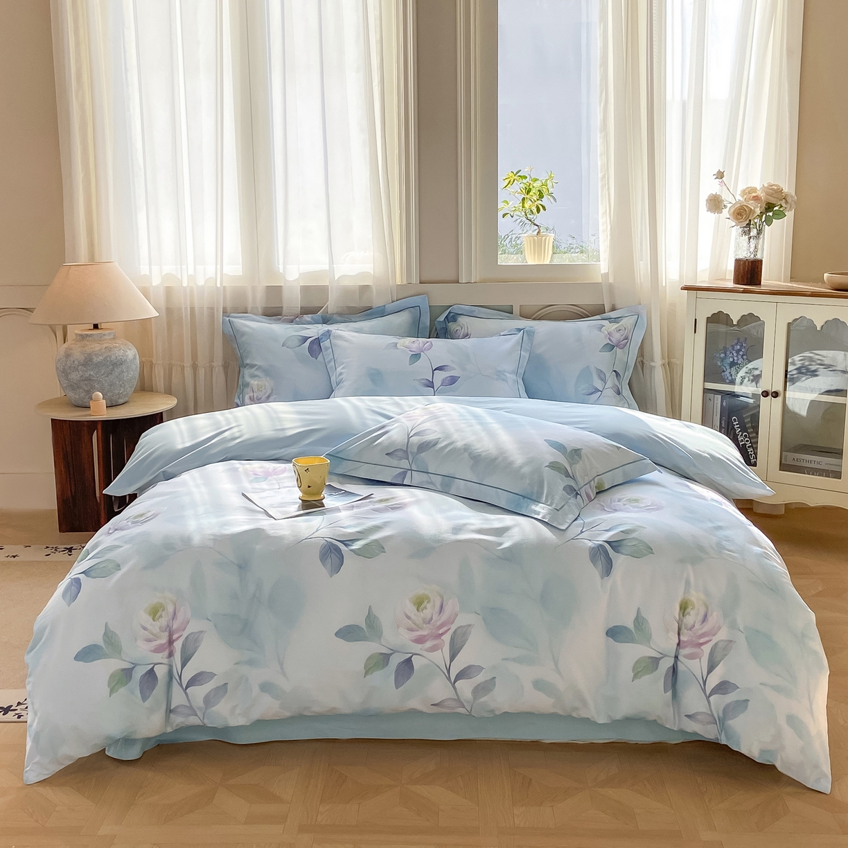 91家纺网 家纺一手货源 找家纺 XIWEN-希文家纺 2026新款40支全棉纯棉13376数码印花四件套-第一批 秀颜-兰