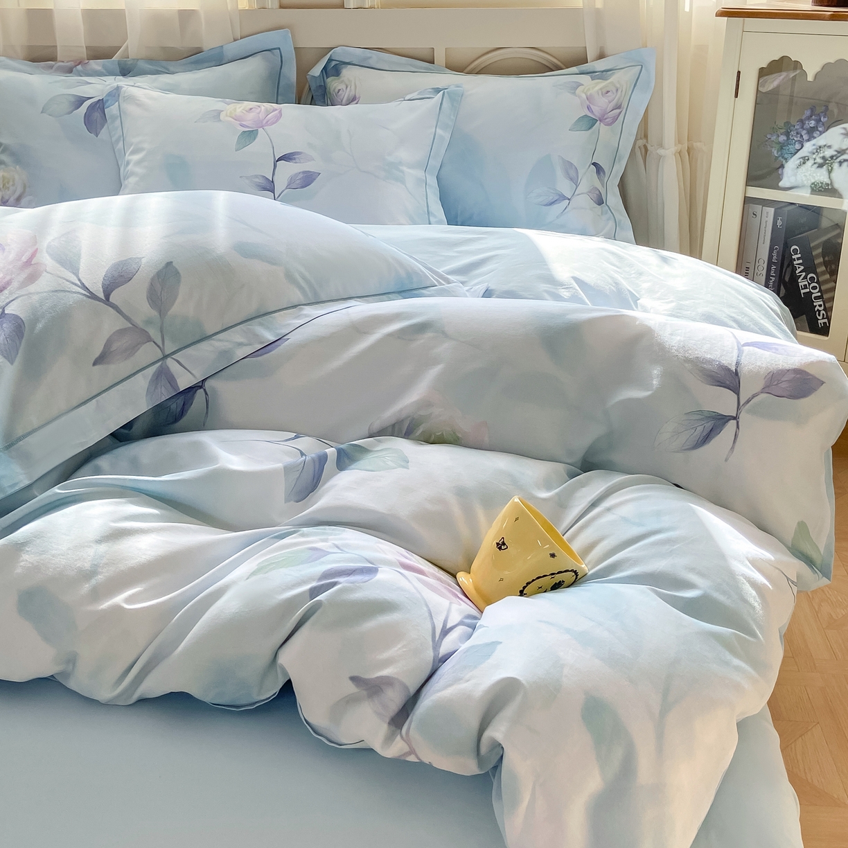 91家纺网 家纺一手货源 找家纺 XIWEN-希文家纺 2026新款40支全棉纯棉13376数码印花四件套-第一批 秀颜-兰