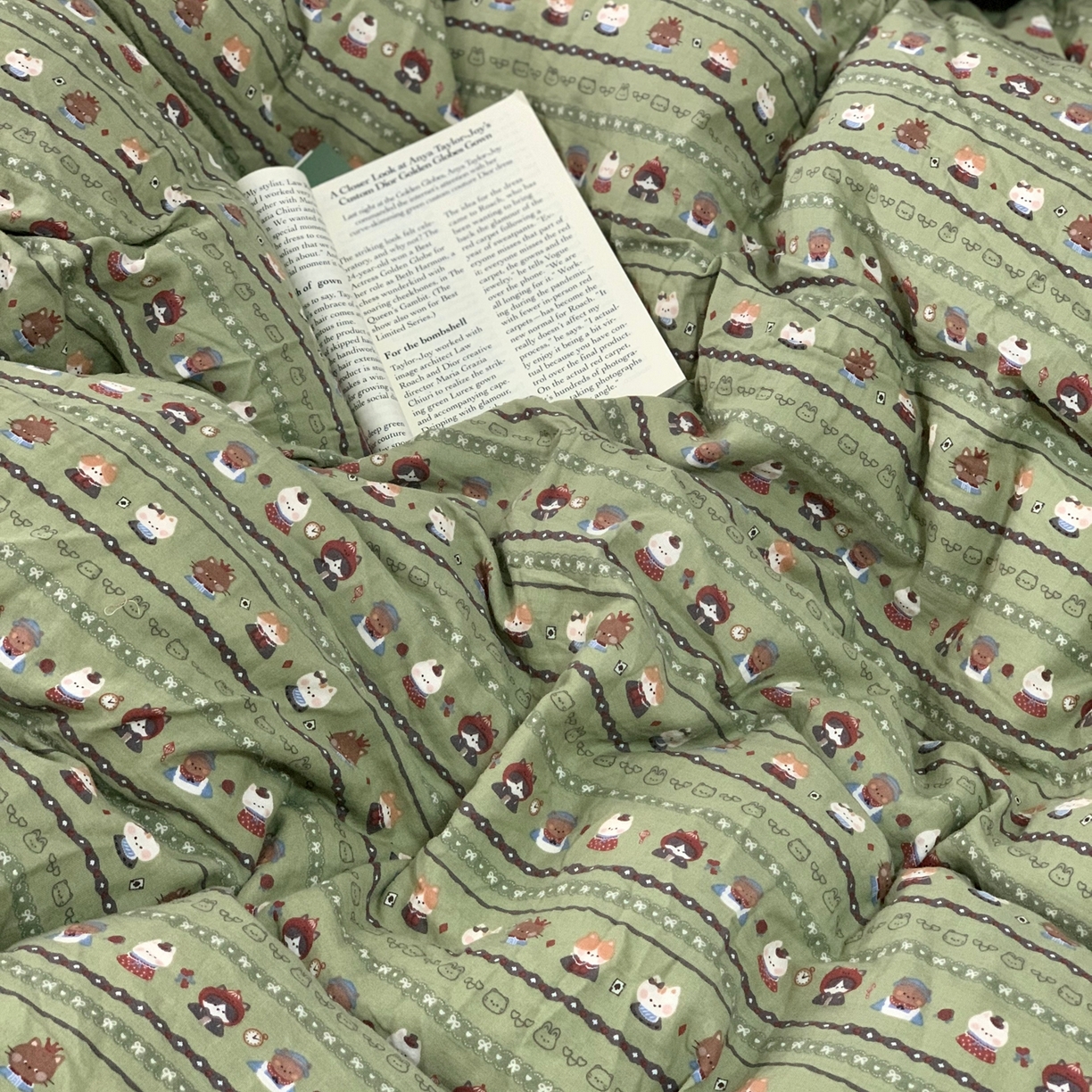 91家纺网 家纺一手货源 找家纺 源启生活 2025新款A类全棉双层纱四件套 小猫哈尼