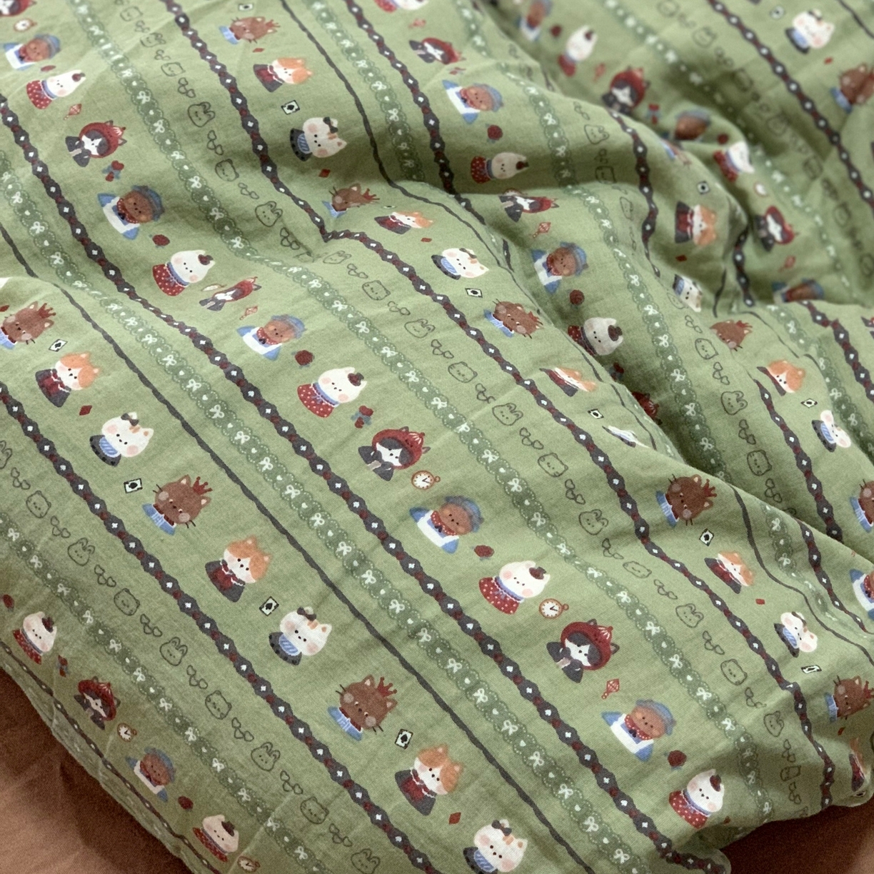 91家纺网 家纺一手货源 找家纺 源启生活 2025新款A类全棉双层纱四件套 小猫哈尼