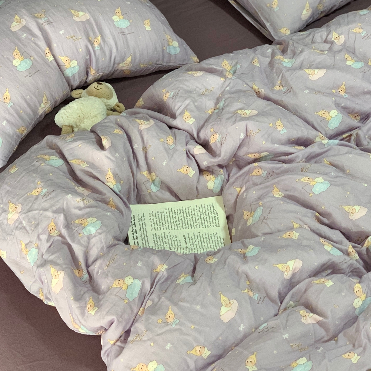 91家纺网 家纺一手货源 找家纺 源启生活 2025新款A类全棉双层纱四件套 许愿星星