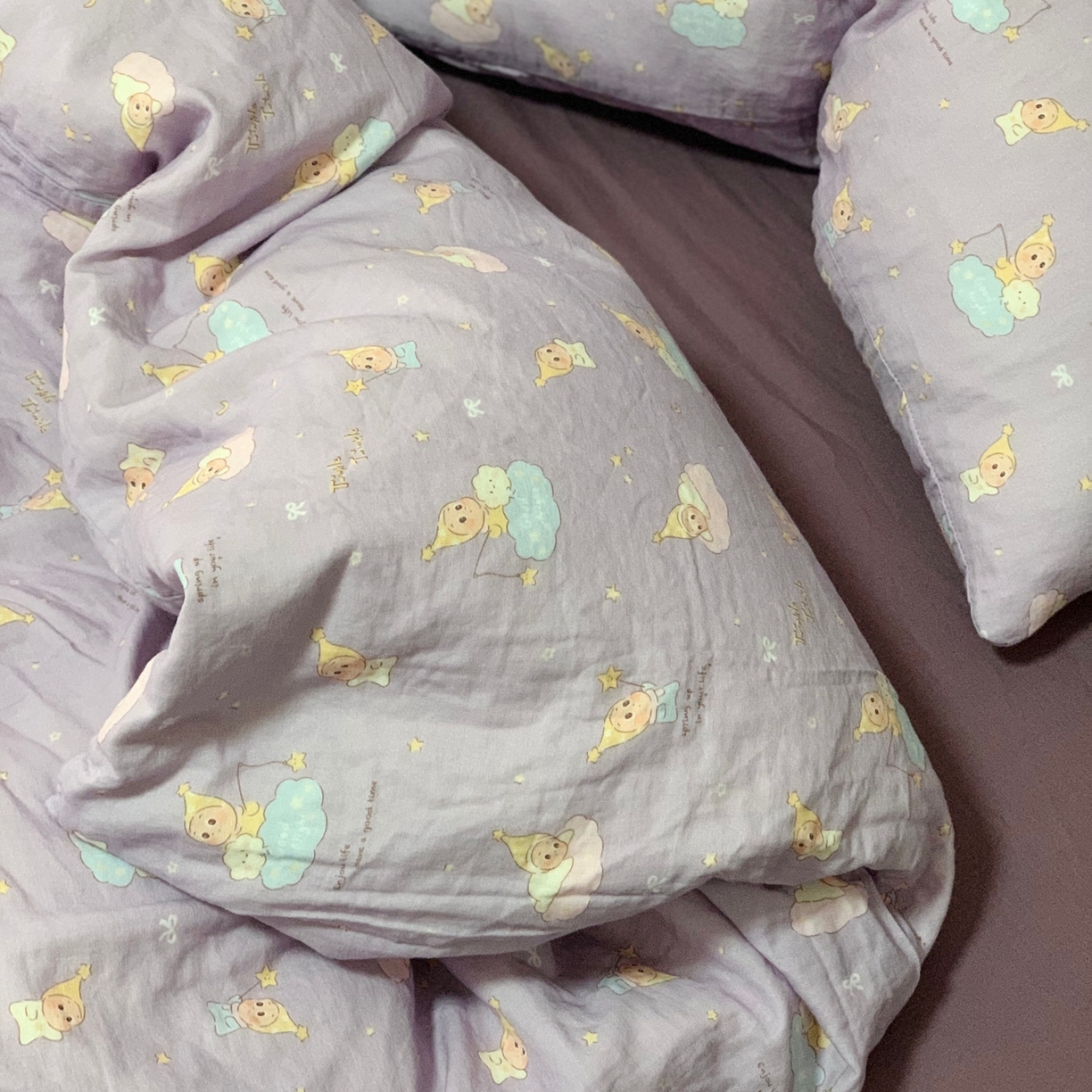 91家纺网 家纺一手货源 找家纺 源启生活 2025新款A类全棉双层纱四件套 许愿星星