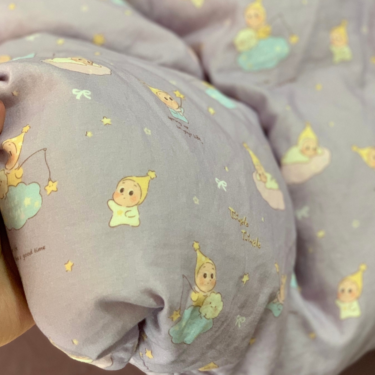 91家纺网 家纺一手货源 找家纺 源启生活 2025新款A类全棉双层纱四件套 许愿星星