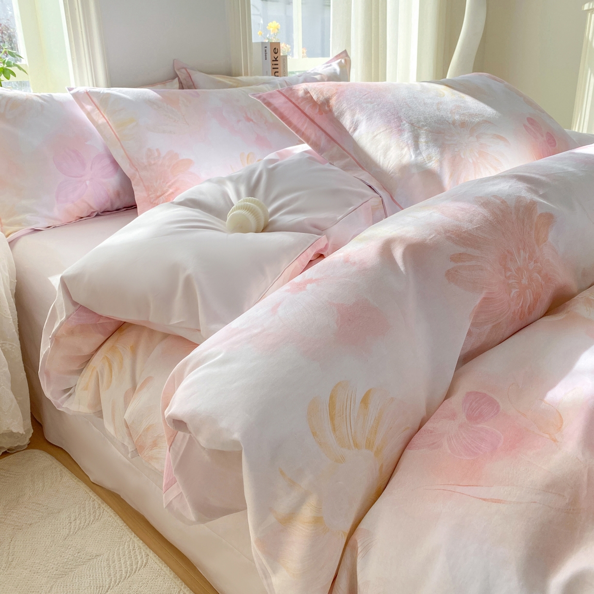 91家纺网 家纺一手货源 找家纺 XIWEN-希文家纺 2026新款40支全棉13376数码印花四件套-第二批 白芨-粉