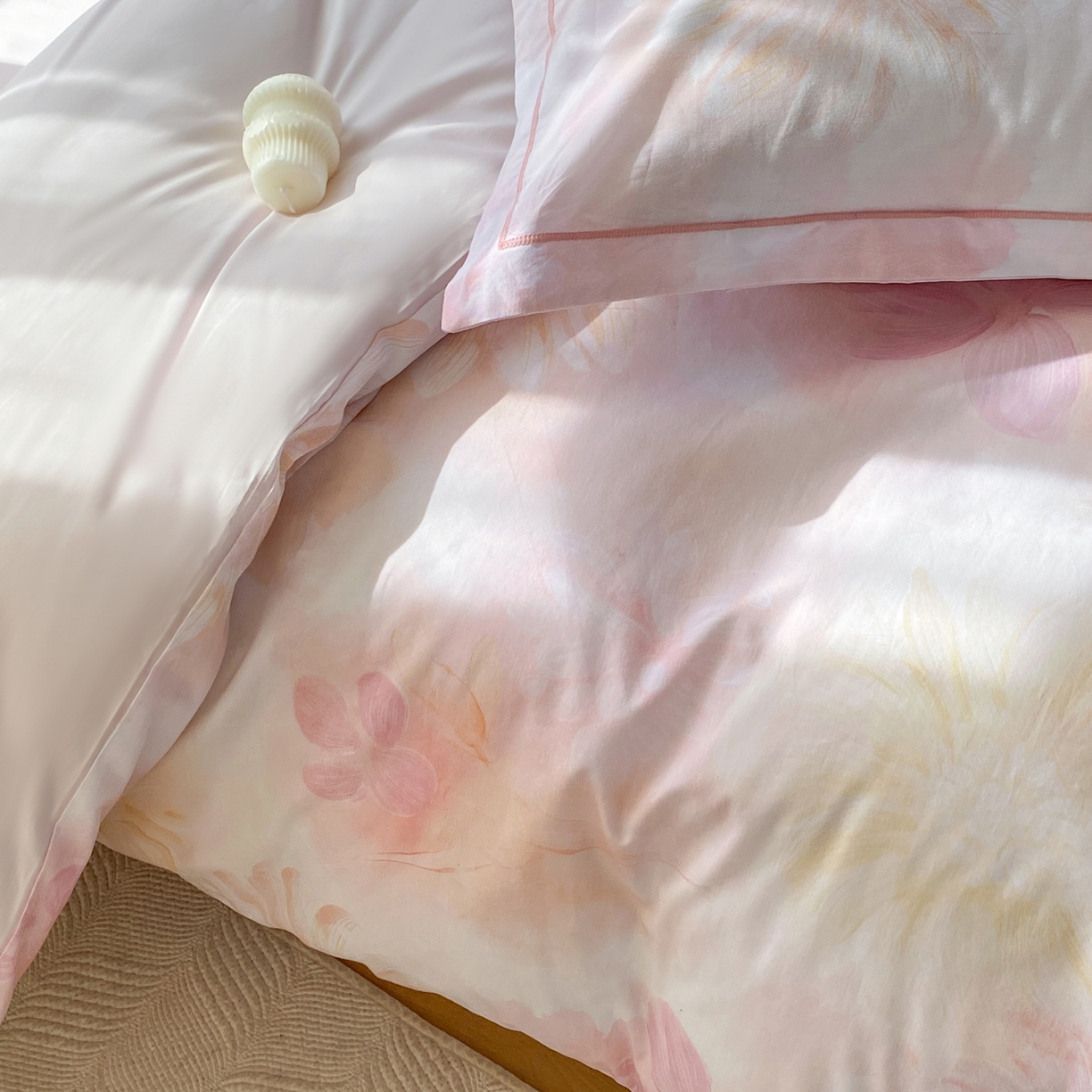 91家纺网 家纺一手货源 找家纺 XIWEN-希文家纺 2026新款40支全棉13376数码印花四件套-第二批 白芨-粉