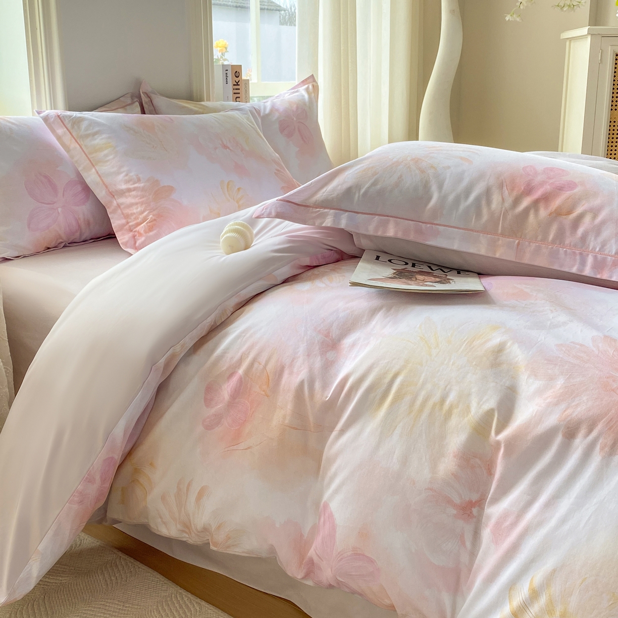 91家纺网 家纺一手货源 找家纺 XIWEN-希文家纺 2026新款40支全棉13376数码印花四件套-第二批 白芨-粉