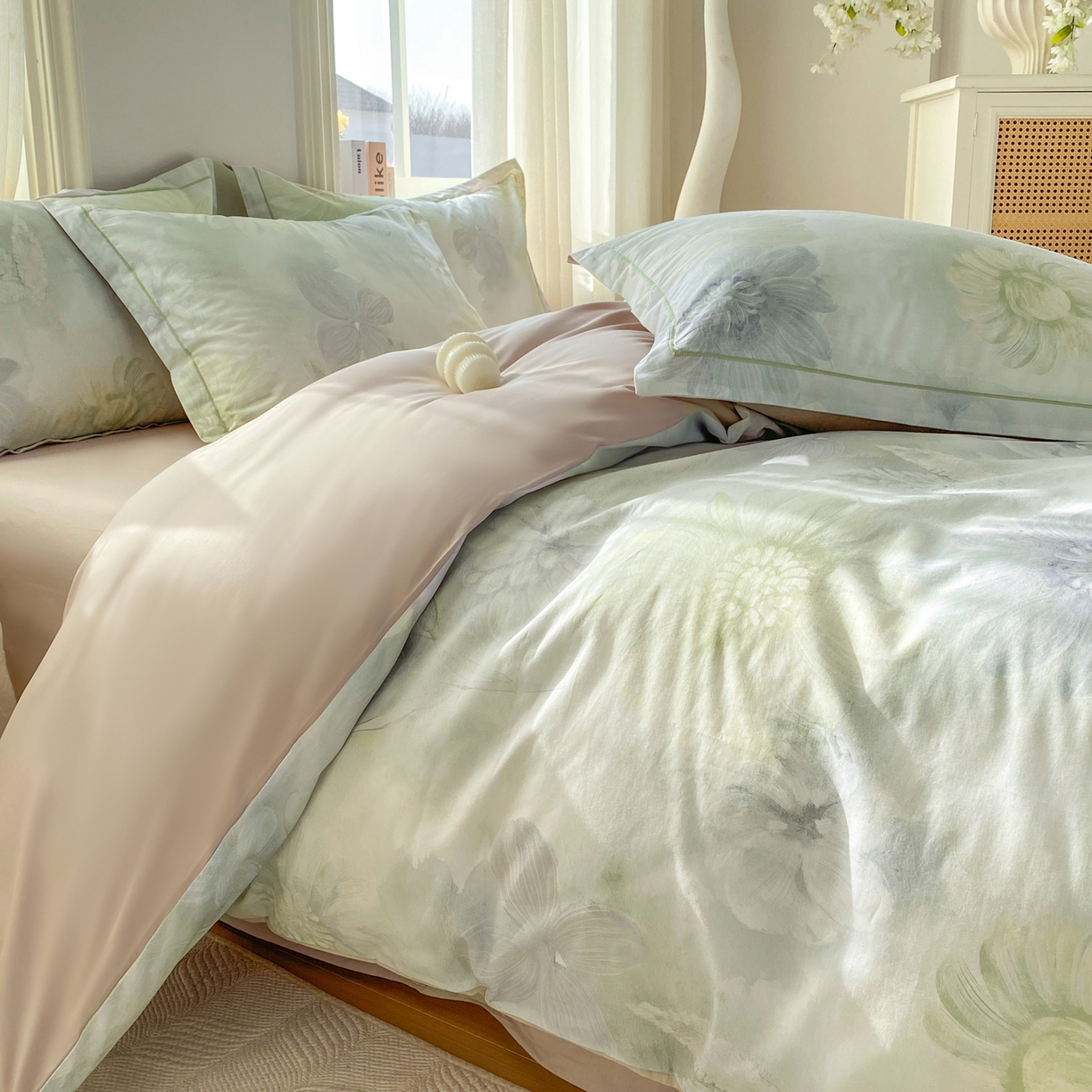 91家纺网 家纺一手货源 找家纺 XIWEN-希文家纺 2026新款40支全棉13376数码印花四件套-第二批 白芨-黄