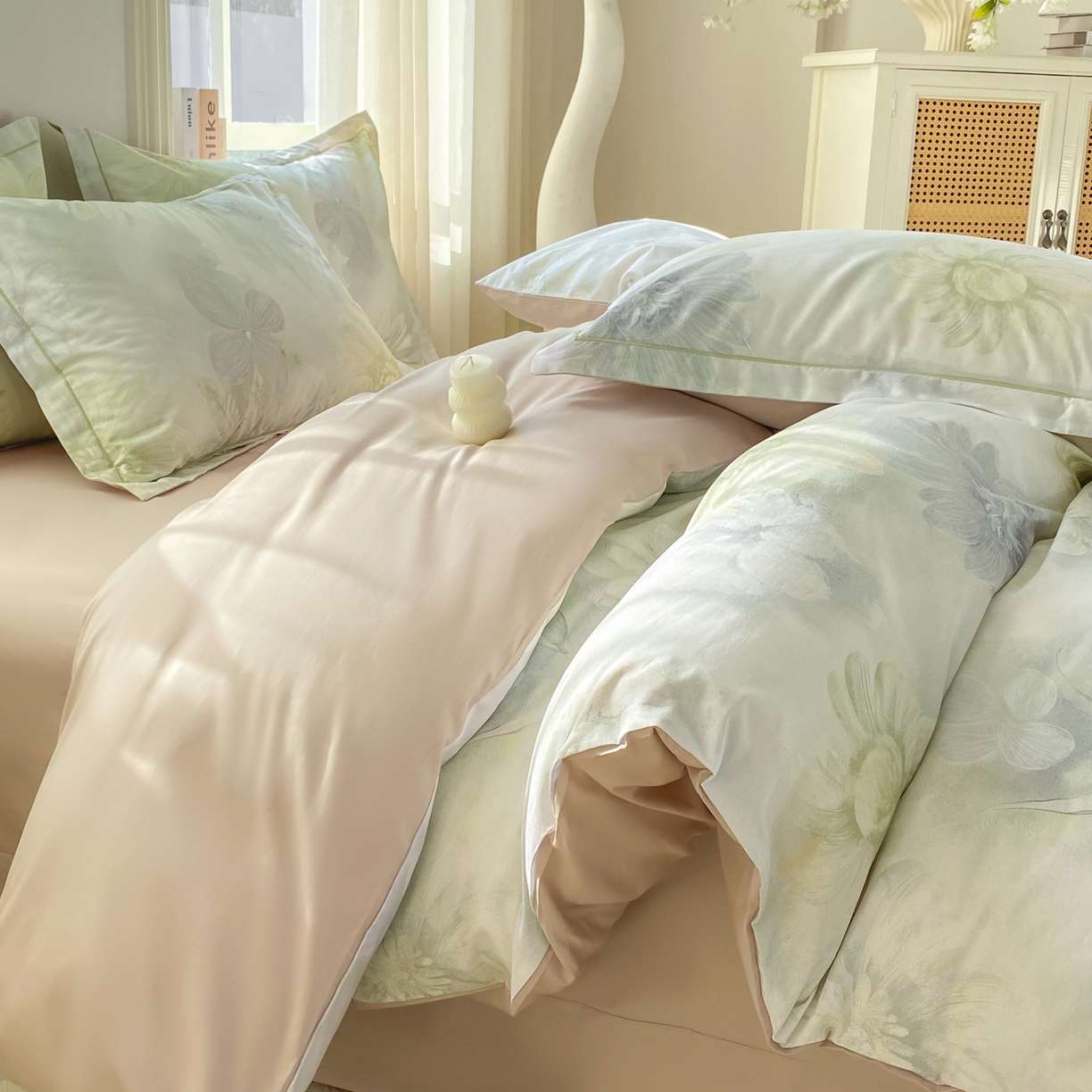 91家纺网 家纺一手货源 找家纺 XIWEN-希文家纺 2026新款40支全棉13376数码印花四件套-第二批 白芨-黄