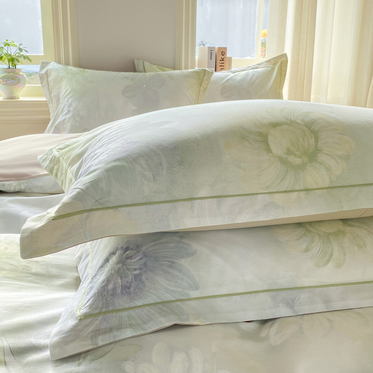 91家纺网 家纺一手货源 找家纺 XIWEN-希文家纺 2026新款40支全棉13376数码印花四件套-第二批 白芨-黄