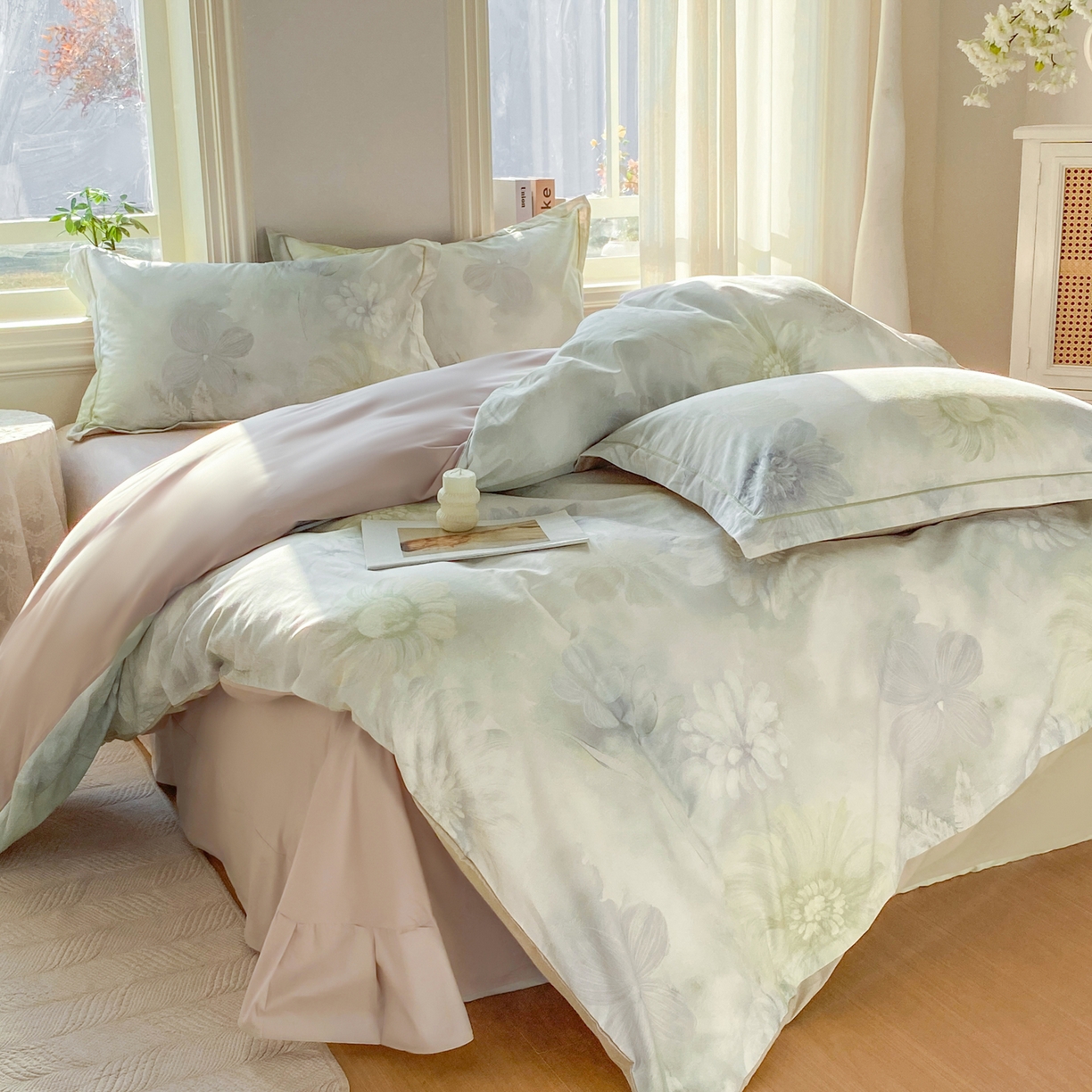 91家纺网 家纺一手货源 找家纺 XIWEN-希文家纺 2026新款40支全棉13376数码印花四件套-第二批 白芨-黄