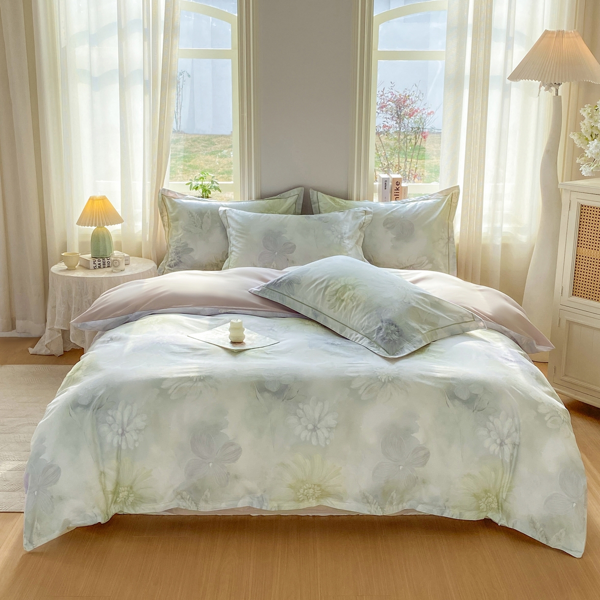 91家纺网 家纺一手货源 找家纺 XIWEN-希文家纺 2026新款40支全棉13376数码印花四件套-第二批 白芨-黄