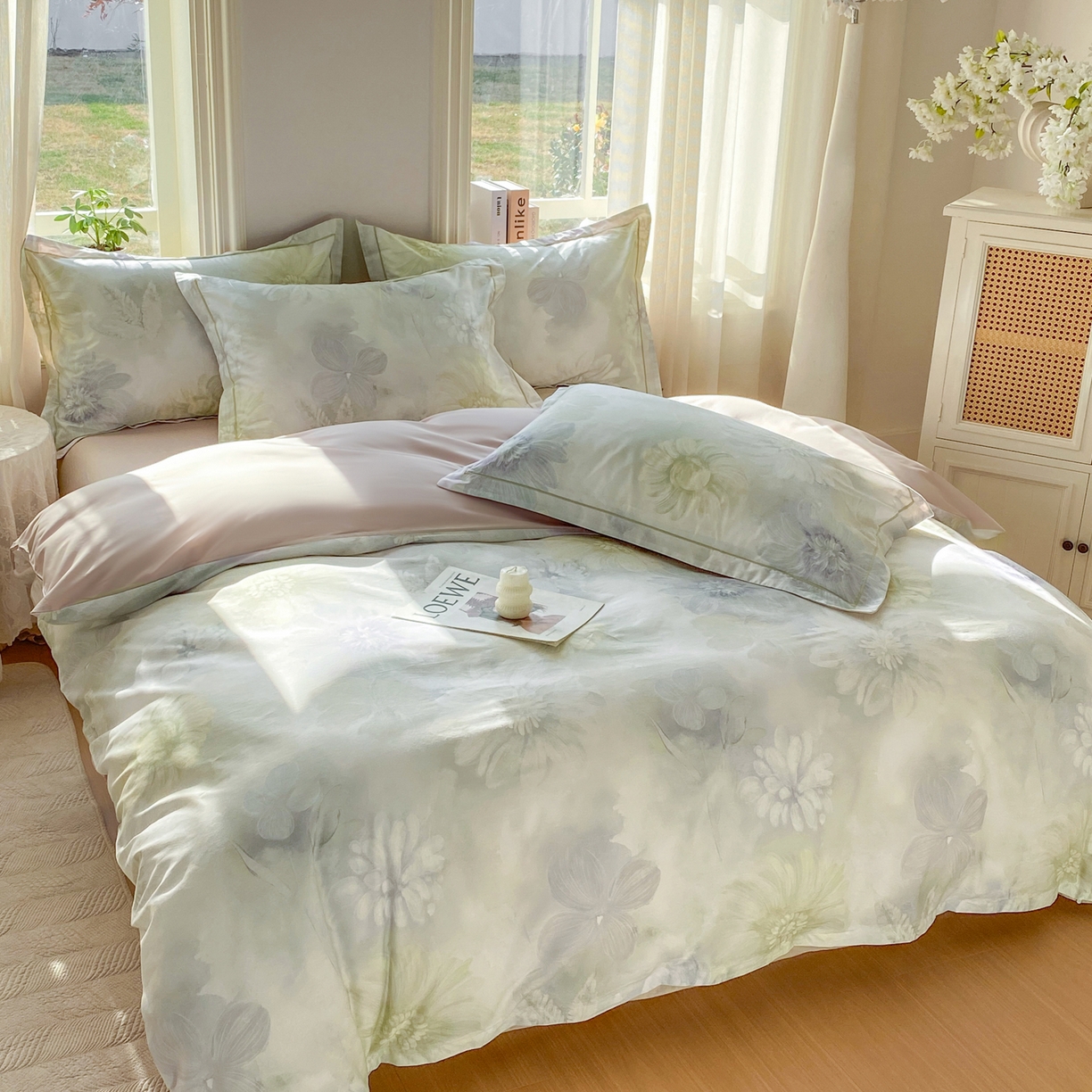 91家纺网 家纺一手货源 找家纺 XIWEN-希文家纺 2026新款40支全棉13376数码印花四件套-第二批 白芨-黄