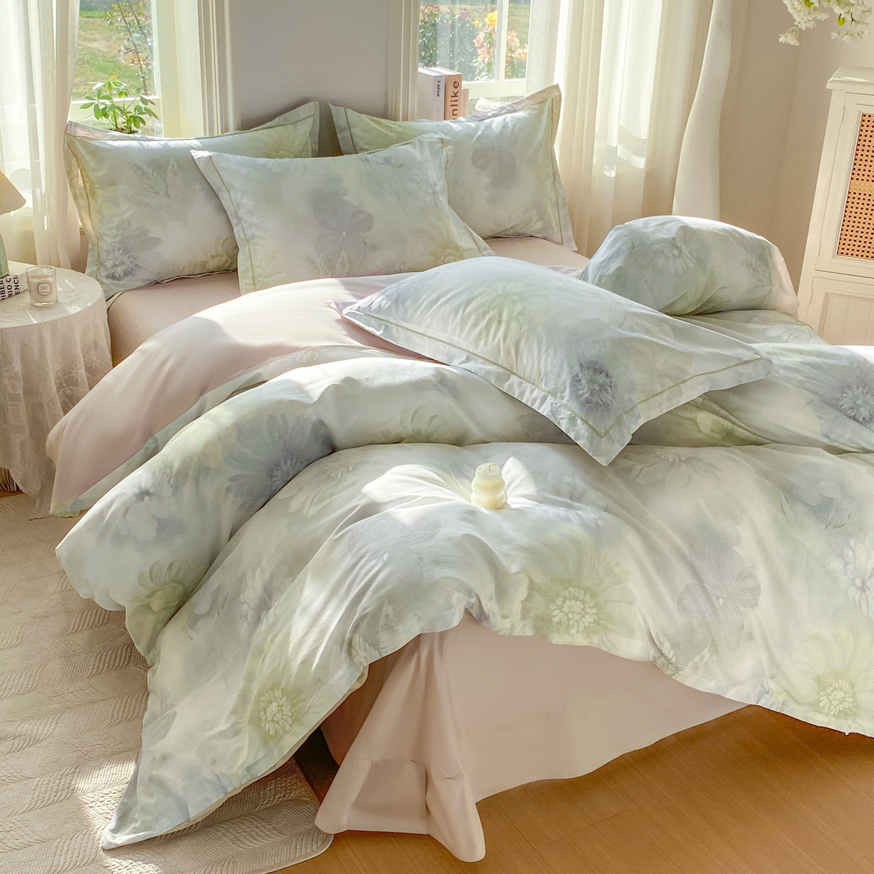 91家纺网 家纺一手货源 找家纺 XIWEN-希文家纺 2026新款40支全棉13376数码印花四件套-第二批 白芨-黄