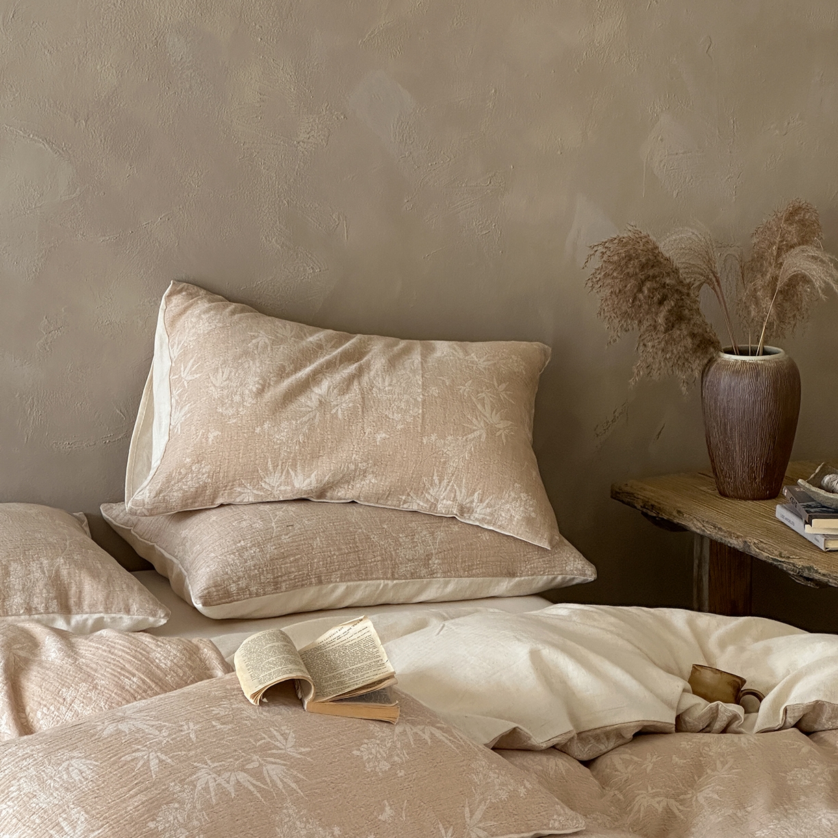 91家纺网 家纺一手货源 找家纺 爱丽丝 2026新款色织提花棉麻四件套系列 素织竹影