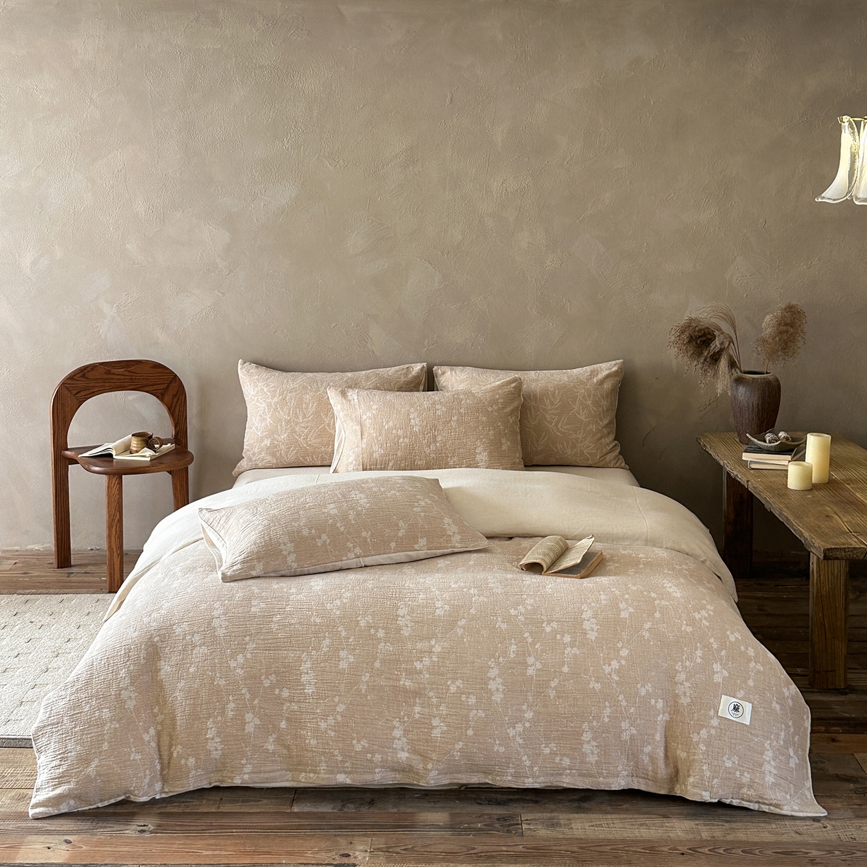 爱丽丝 2026新款色织提花棉麻四件套系列 烟枝花缕