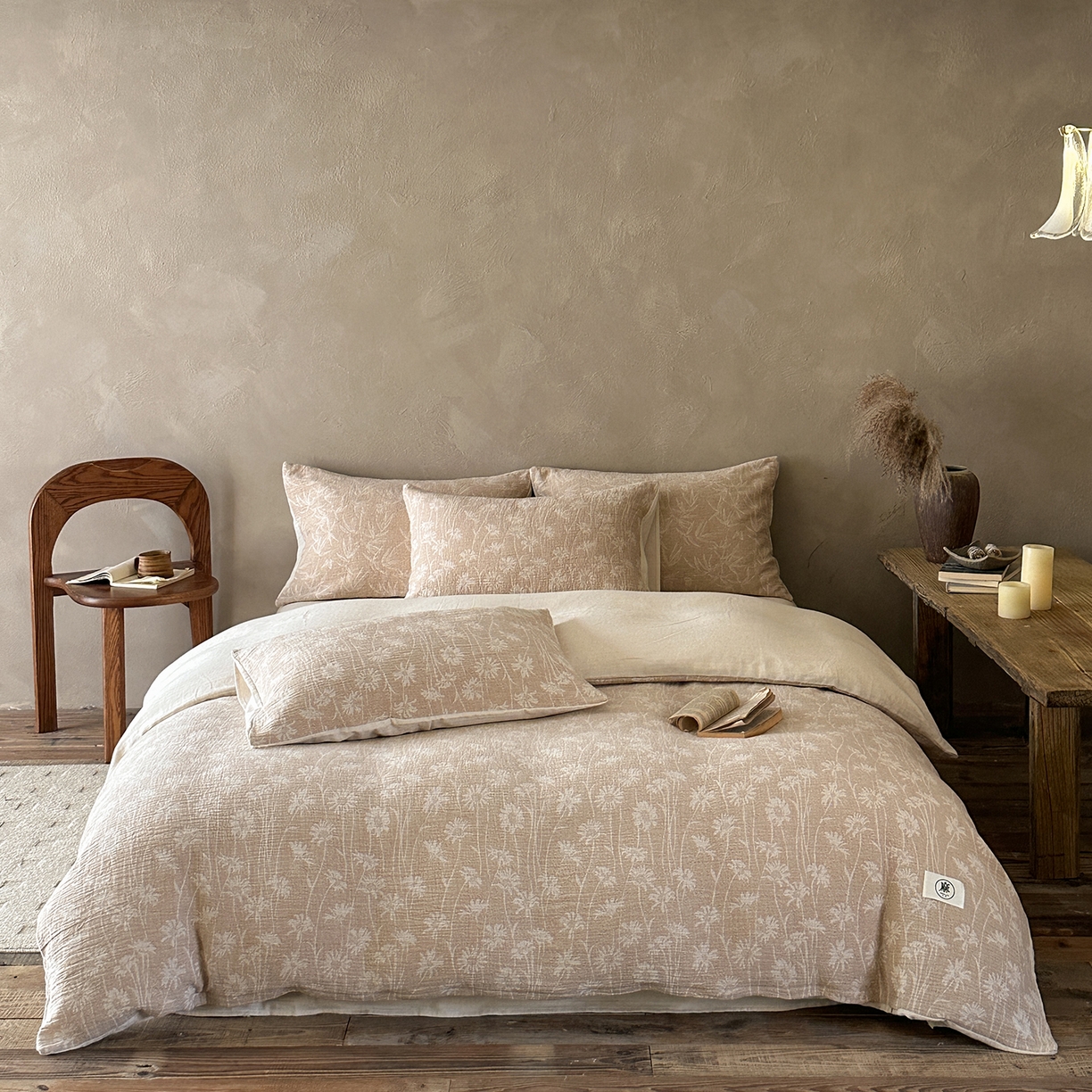 爱丽丝 2026新款色织提花棉麻四件套系列 素枝花曳