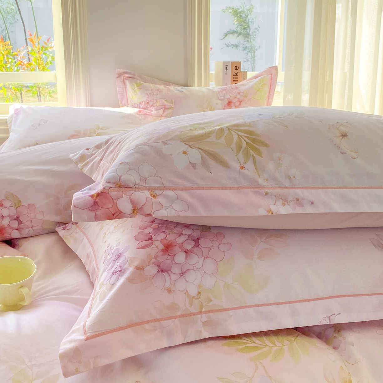 91家纺网 家纺一手货源 找家纺 XIWEN-希文家纺 2026新款40支全棉13376数码印花四件套-第二批 风铃-粉