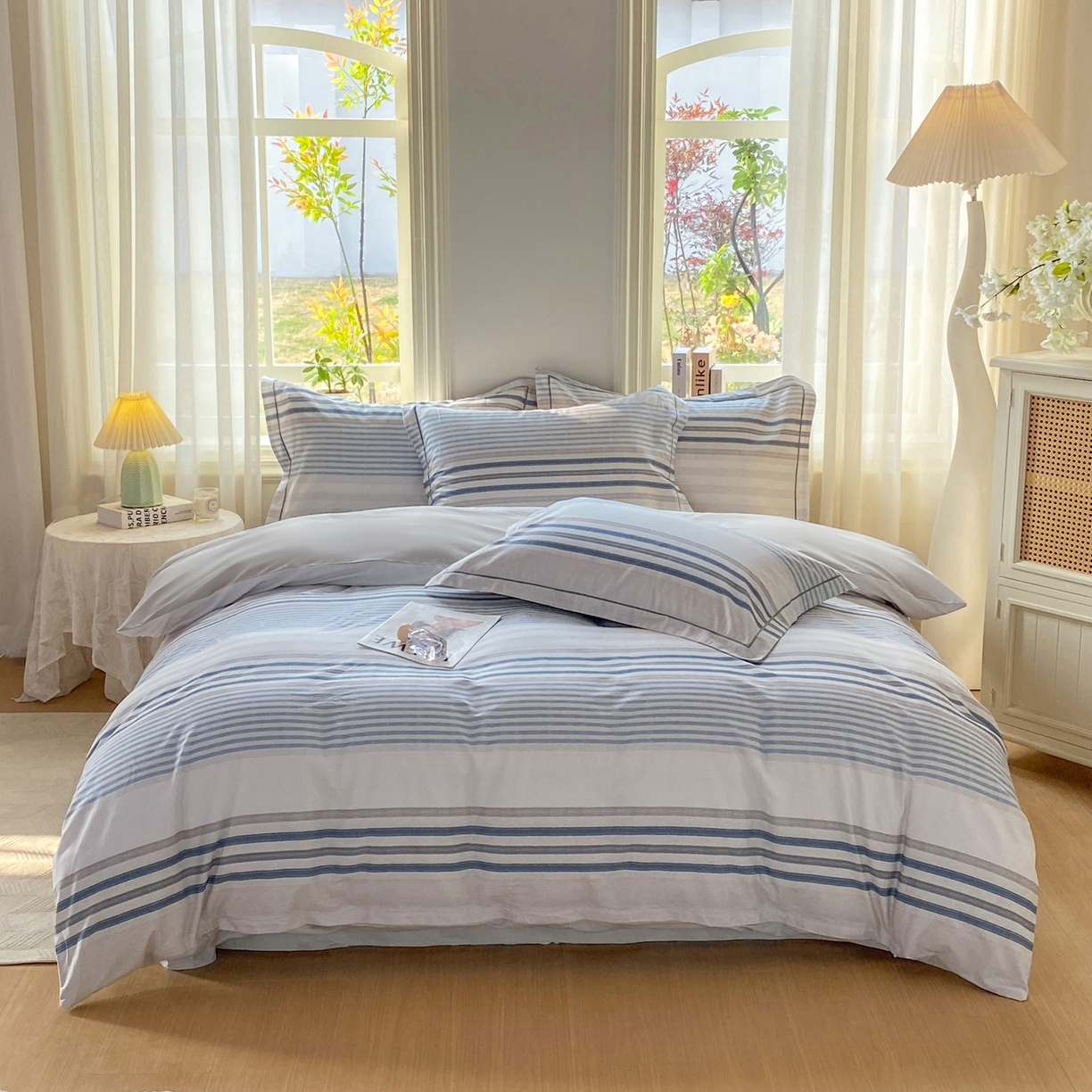 91家纺网 家纺一手货源 找家纺 XIWEN-希文家纺 2026新款40支全棉13376数码印花四件套-第二批 海滨夏日